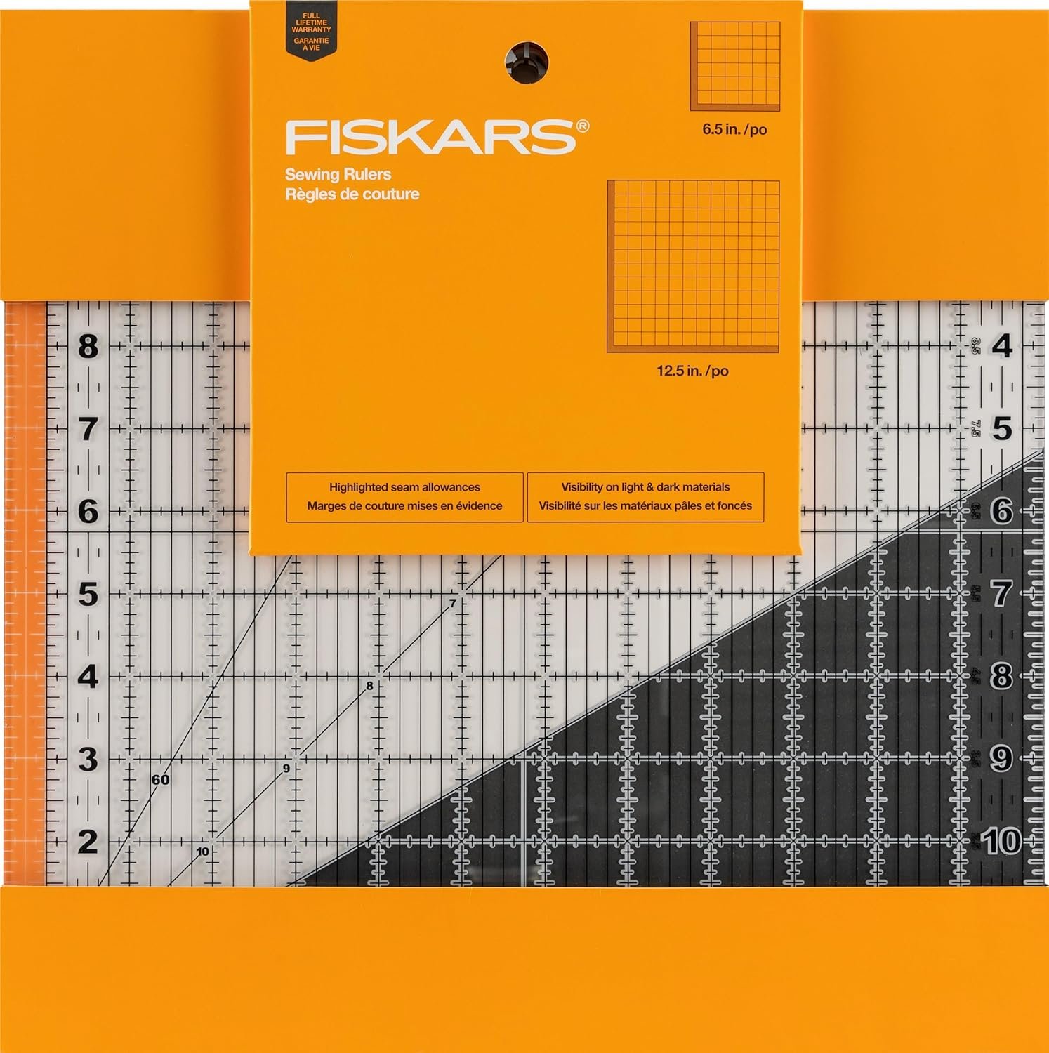 Fiskars® Square Sewing Ruler Set, (6.5 in. x 6.5 in, 12.5 in. x 12.5 in, 2 Pieces)