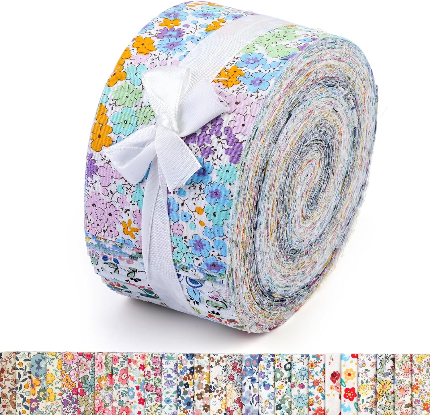45PCS Fabric Jelly Rolls, Jelly Roll Fabric Strips for Quilting, Patchwork Craft Cotton Quilting Fabric, Plain Weave Cotton (Light Color Series)
