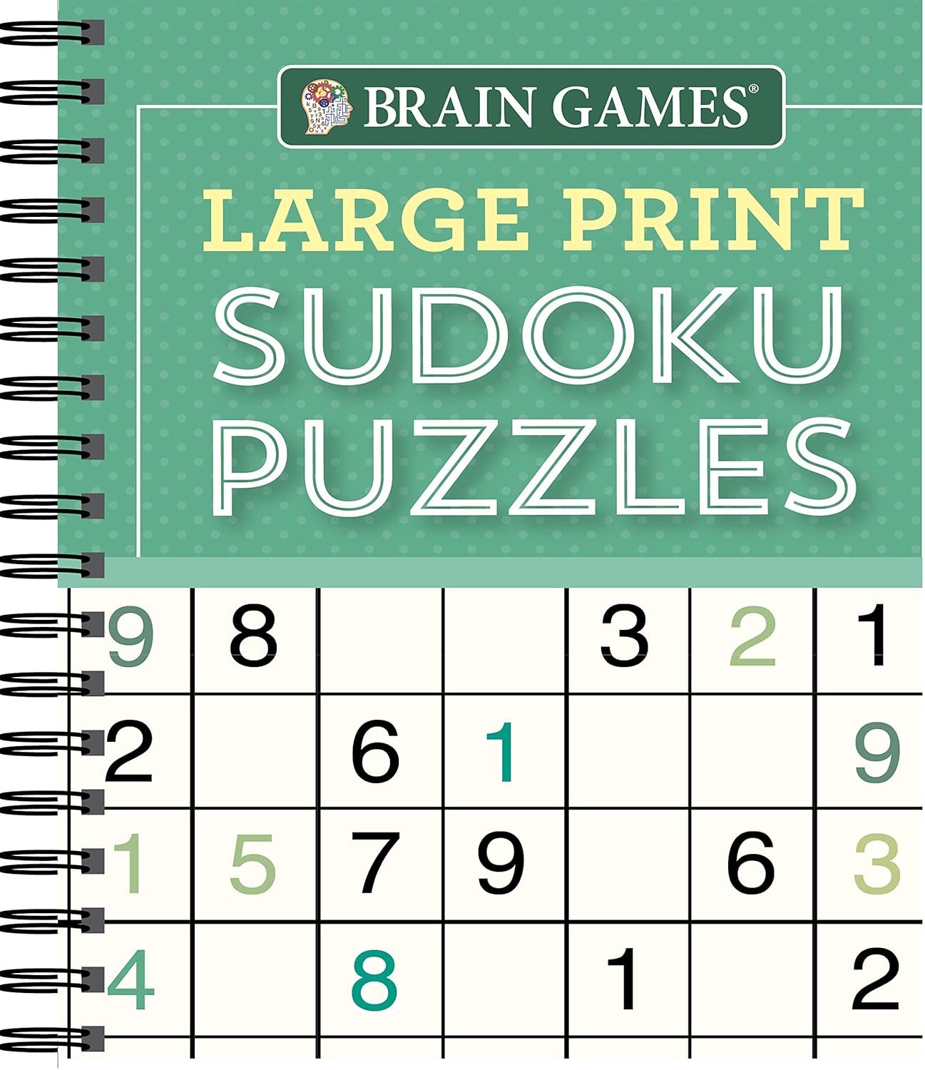 Brain Games – Large Print Sudoku Puzzles (Green)