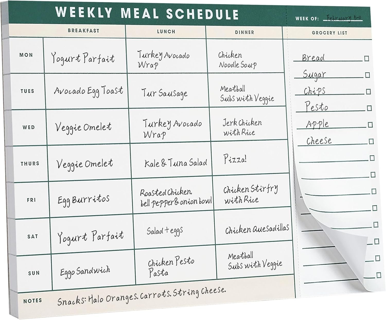 Weekly Magnetic Meal Planner & Tear Off Grocery List – 7 x 10 Inch Menu Planner Notepad for Fridge – Grocery Shopping List Notepad –Dinner List for Refrigerator – (Large Planner with 60 Sheets – 7 x