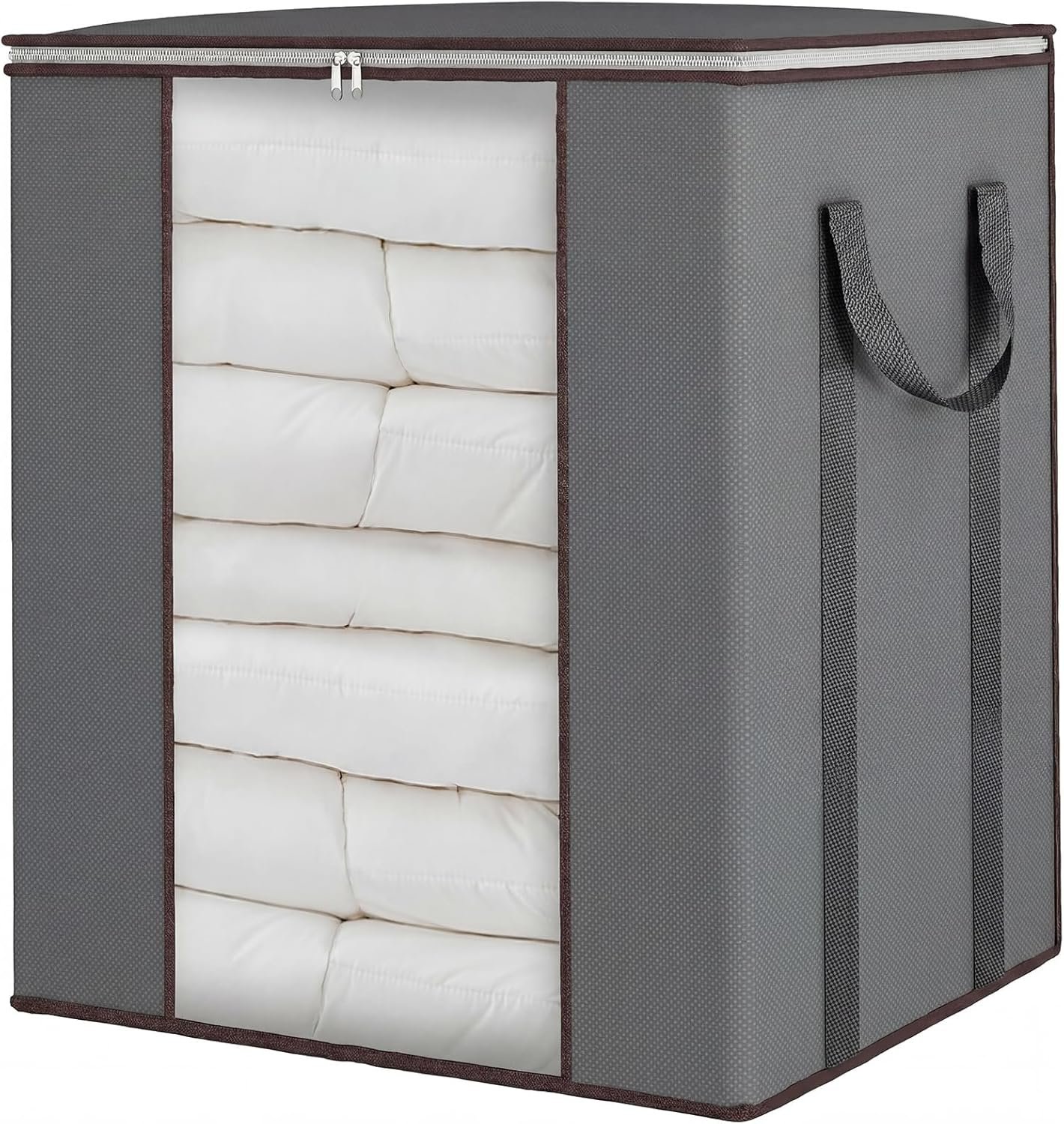 Fixwal Extra Large Blanket Storage Bags 120L Comforter Storage Bags with Reinforced Handles Breathable Clothes Storage Containers for King Comforter Bedding Pillow Sheet Grey