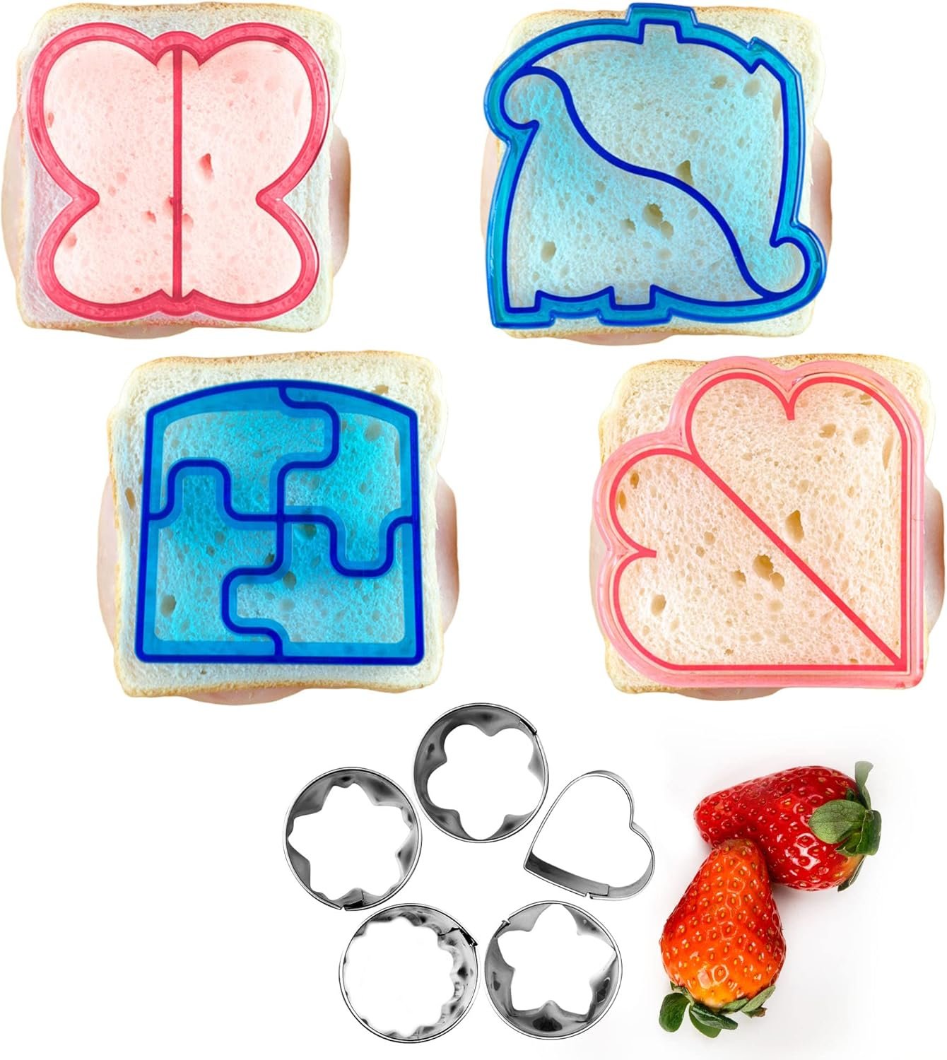 StarPack 4pcs Sandwich Set – Cutter for Kids with 5 Shapes; Bread, Fruits and Cookies