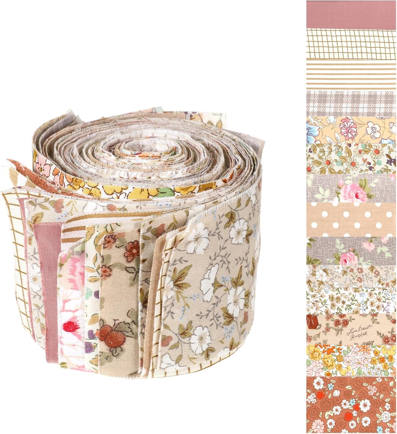 42Pcs Jelly Roll Fabric Strips Soft Cotton Quilting Fabric 2.5 x 20 Inch Pre-Cut Cotton Strips Bundles for Quilting Crafting and Sewing