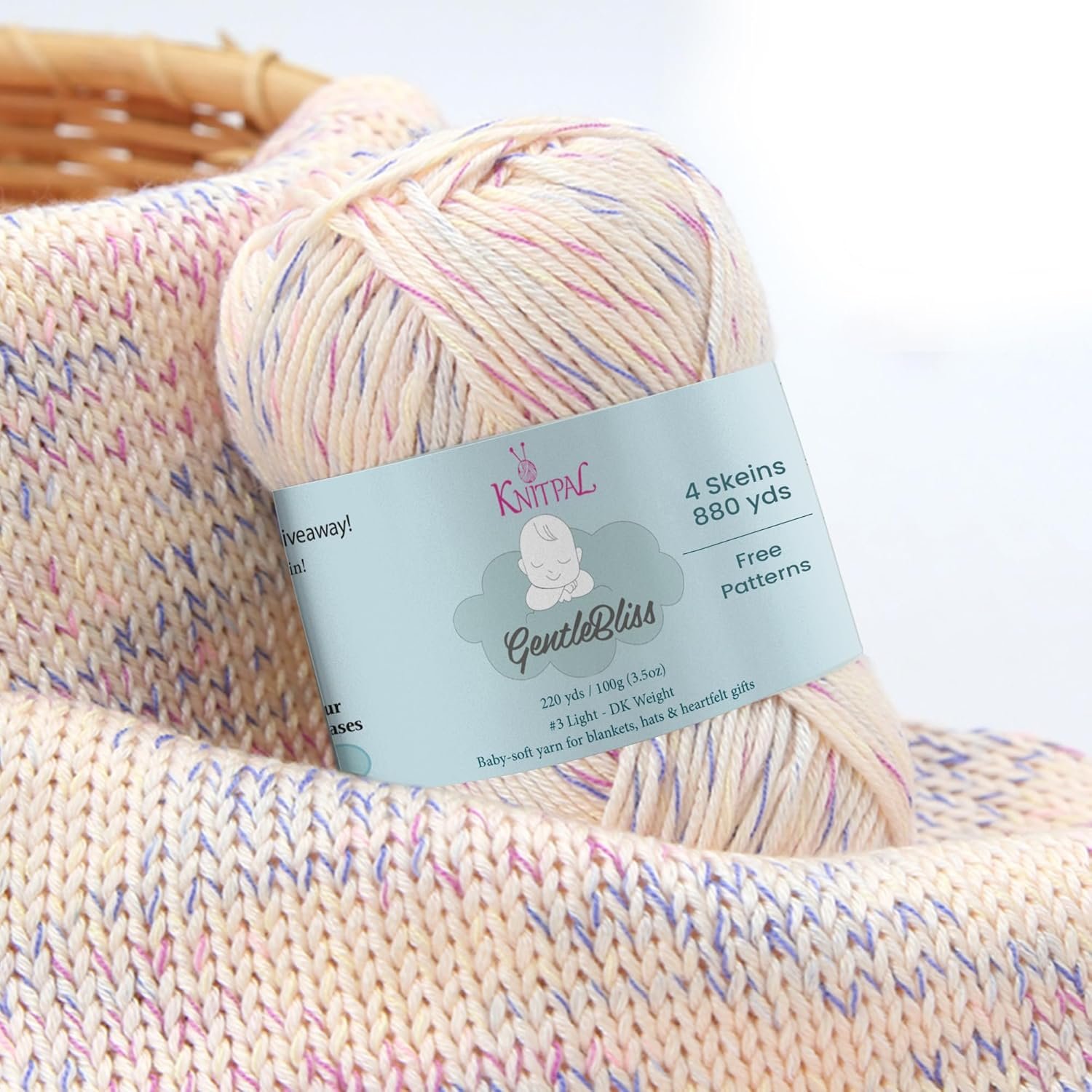 GentleBliss Soft Baby Yarn for Crocheting, 4 Skeins, 880Yds/400G, Free Patterns – Acrylic Baby Blanket Yarn for Knitting – Light Worsted 3 DK Weight – Vanilla Berries