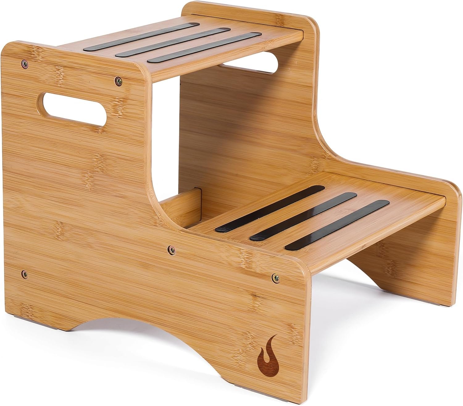 Wooden Kids Step Stool | 13″ W by 12″ H – 300LB Capacity | Kids Stool & Toddler Stool for Bathroom is Lightweight, Anti-Slip, Easy Assembly with Smooth Rounded Edges, Bamboo Step Stool