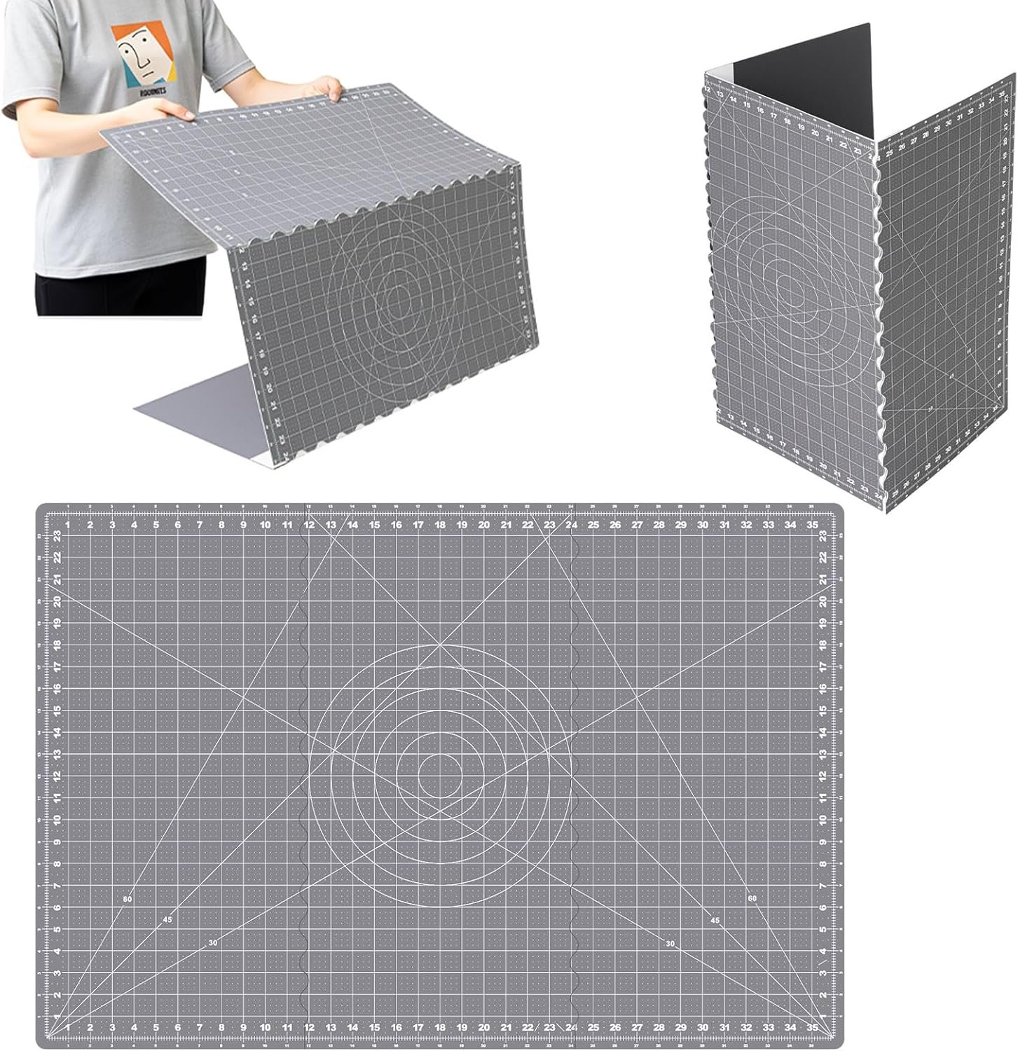 Teenyyou 24″ x 36″ Self Healing Folding Cutting Mat with Grid for Quilting, Sewing, Craft Hobby Board Sewing Cutting Mat for Quilting, Leather, Fabric, Crafting, Scrapbooking, Art, Clay
