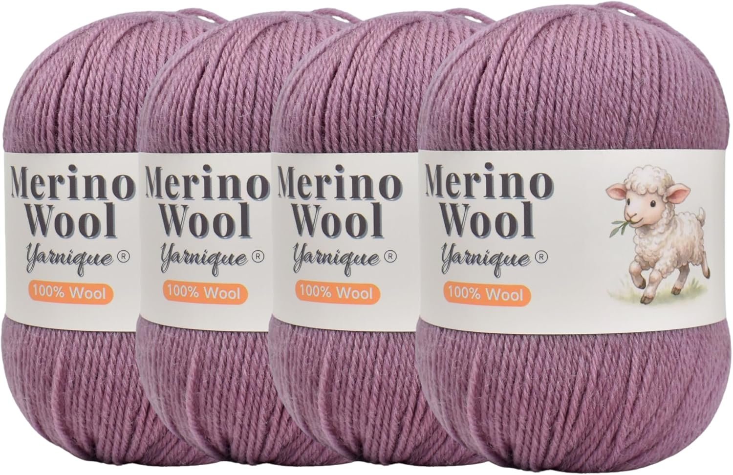 100% Australian Merino Wool Yarn, Sport Weight, 4-Ball Set 200g Total, 164 Yds/50g, Morandi Colors, Soft for Knitting & Crochet (14 Dusty Mauve)