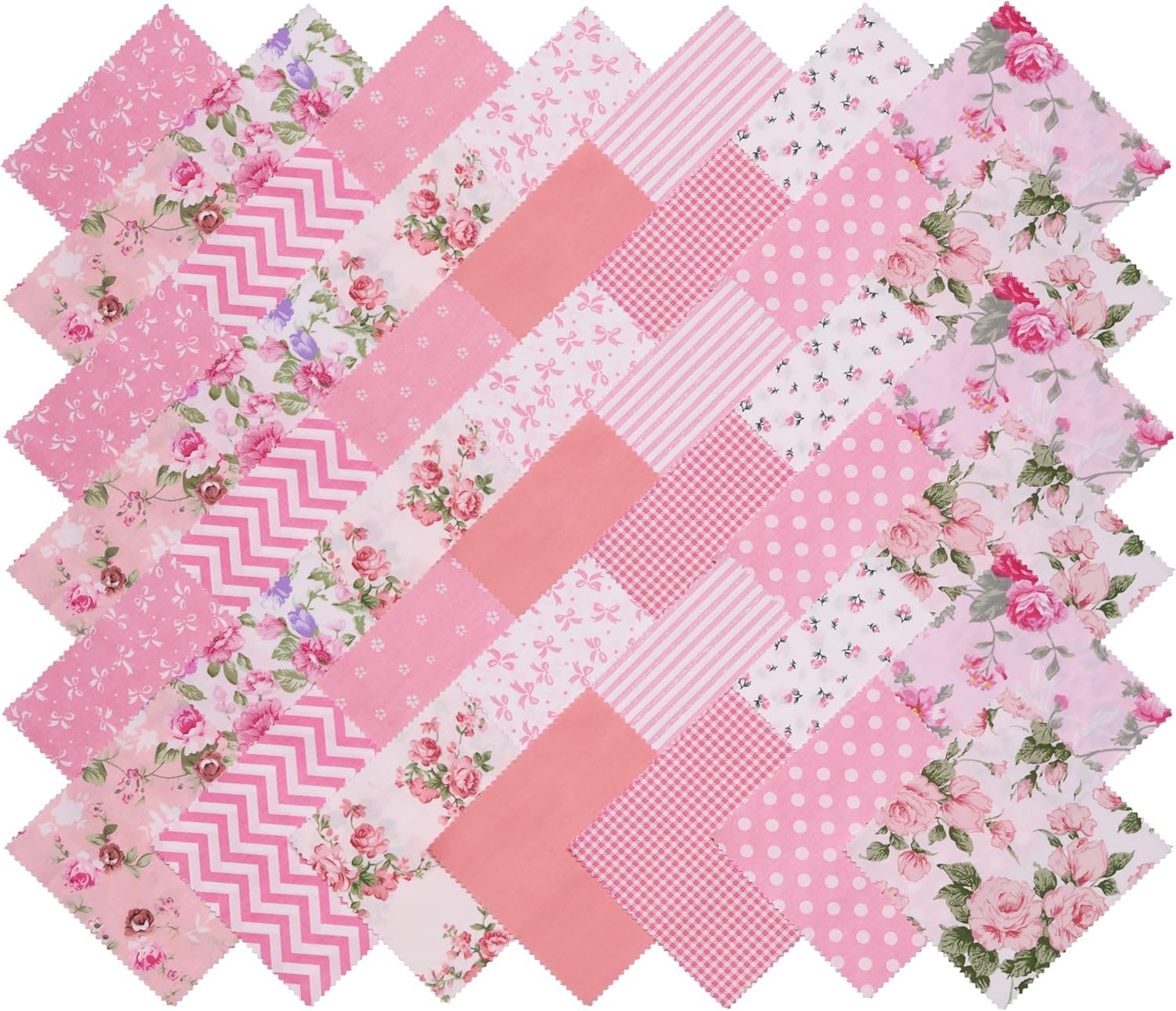 Nodsaw Pink Charm Packs for Quilting 5 inch – 5×5 Charm Squares Precut Quilting Fabric – 100% Cotton Fabric Squares for Sewing DIY Patchwork (42Pcs) ﻿