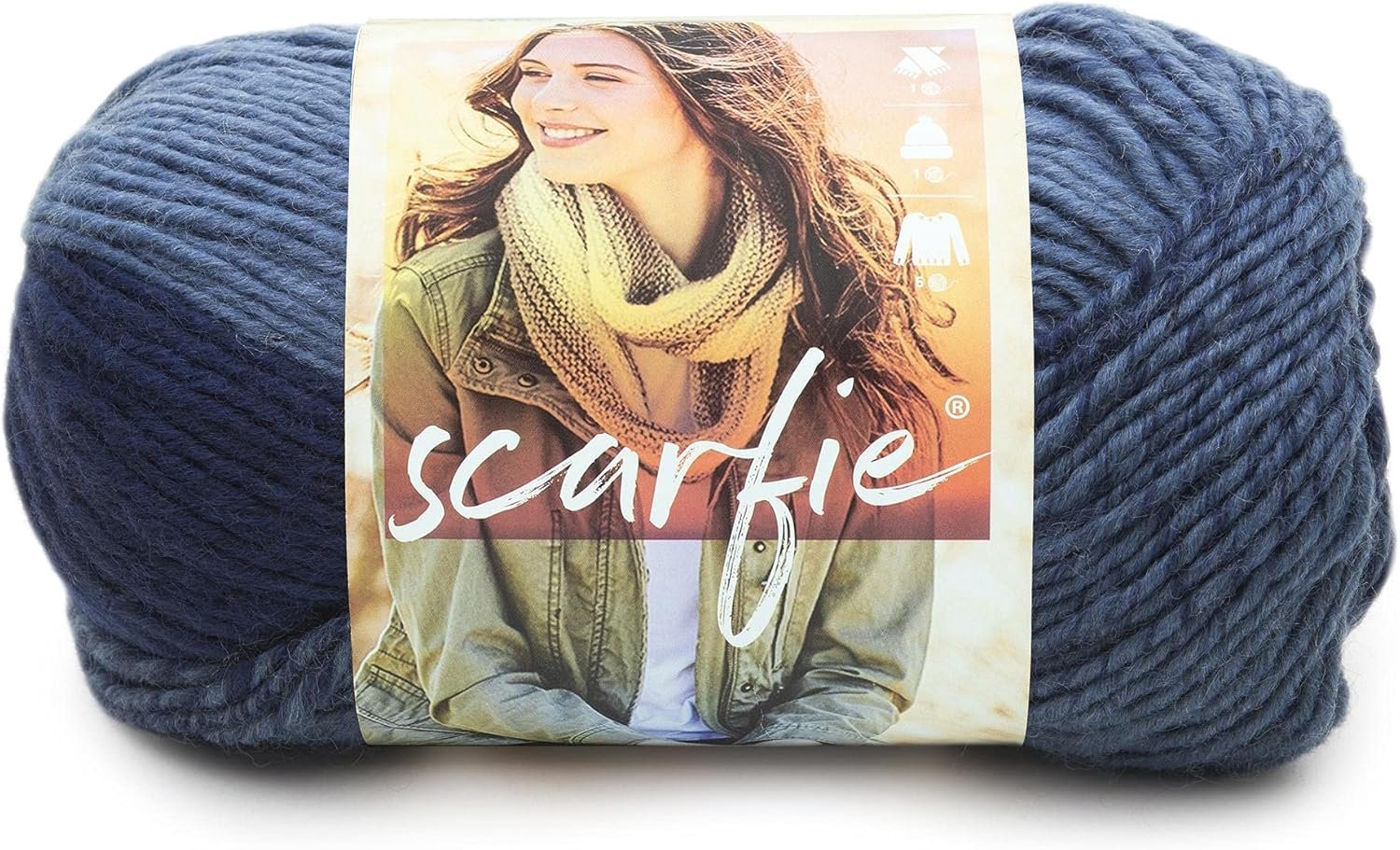 Lion Brand Yarn Scarfie Bulky Yarn, Denim/Navy, 1 Pack