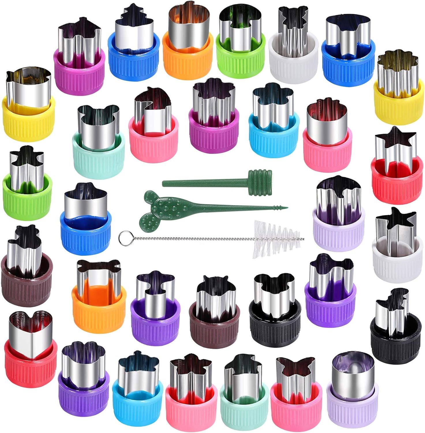 CECIAOAIME Mini Cookie Cutter Set 30 pcs for Kids Vegetable Cutters and Fruit Stamp Mold Different Shapes and Sizes Stainless Steel