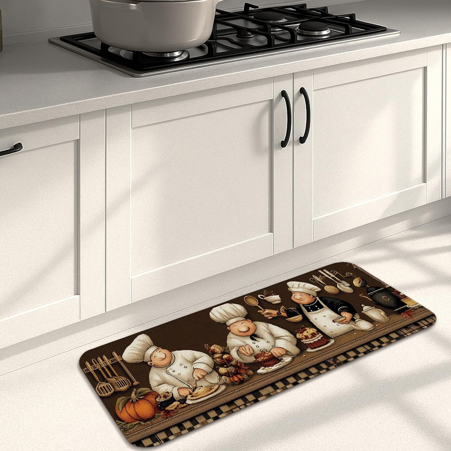 Chef Kitchen Mats for Floor, Cartoon Vintage Soft Mats, Cushioned Comfort Washable Non Slip Decor Rugs for Kitchen Sinks Laundryroom Bathroom 16×47 Inch