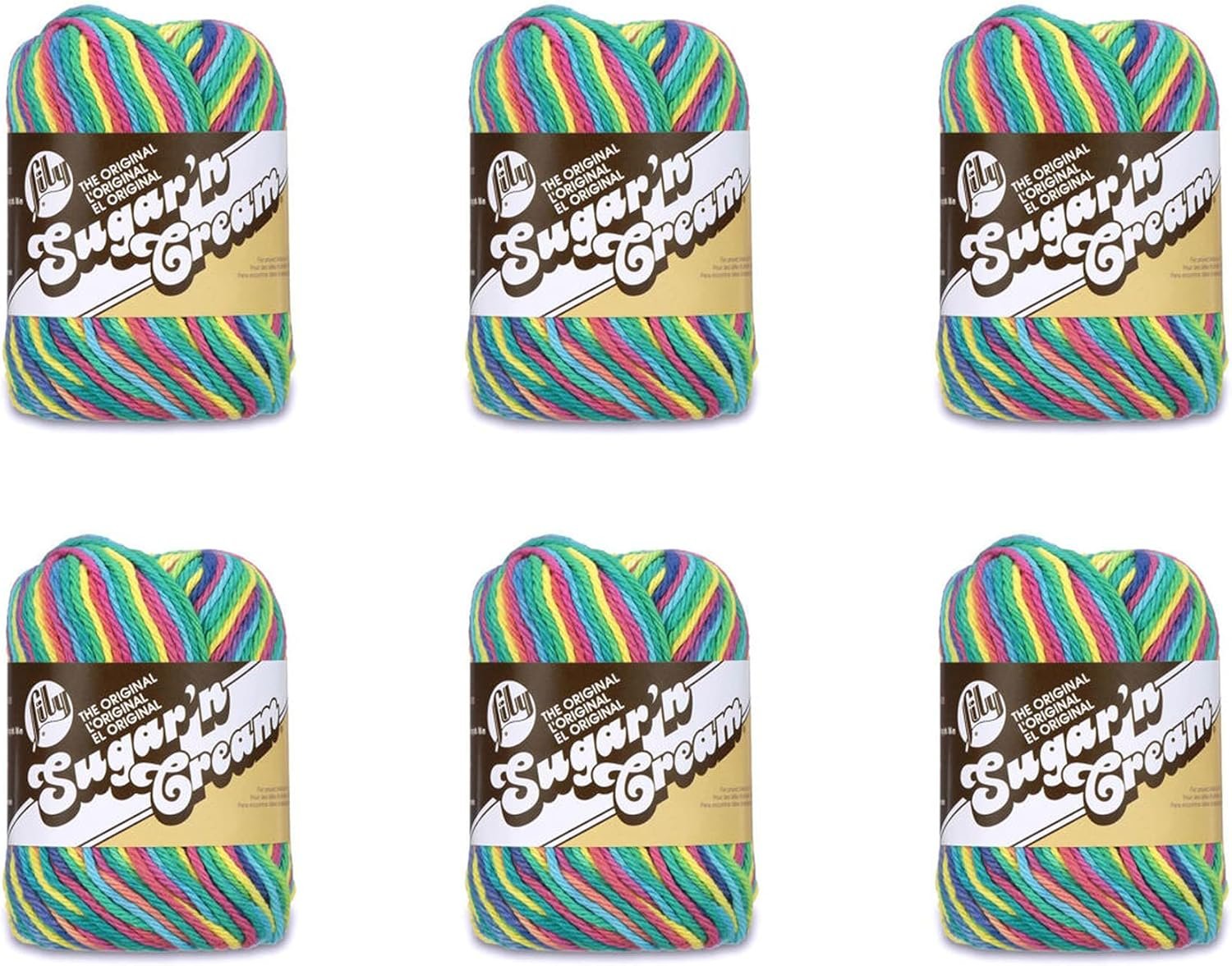 Lily Sugar’N Cream Psychedelic Yarn – 6 Pack of 57g/2oz – Cotton – 4 Medium (Worsted) – 95 Yards – Knitting/Crochet