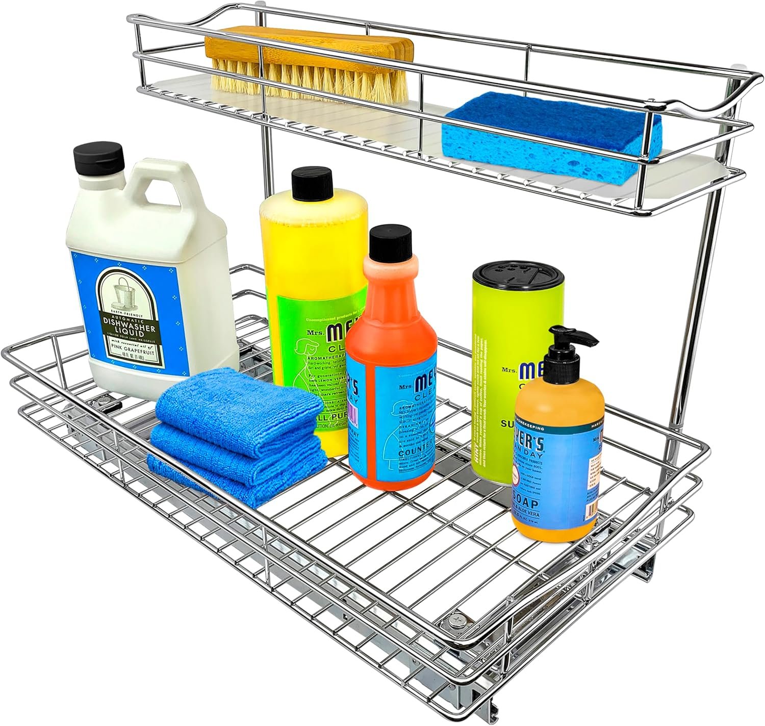 LYNK PROFESSIONAL® Pull Out Under Sink Kitchen Cabinet Organizer – 11.5 in. x 21 inch deep Drawer – Sliding Shelf Organizer for Cabinets and Undersink Storage Shelves – Lifetime Ltd. Warranty – Chrome