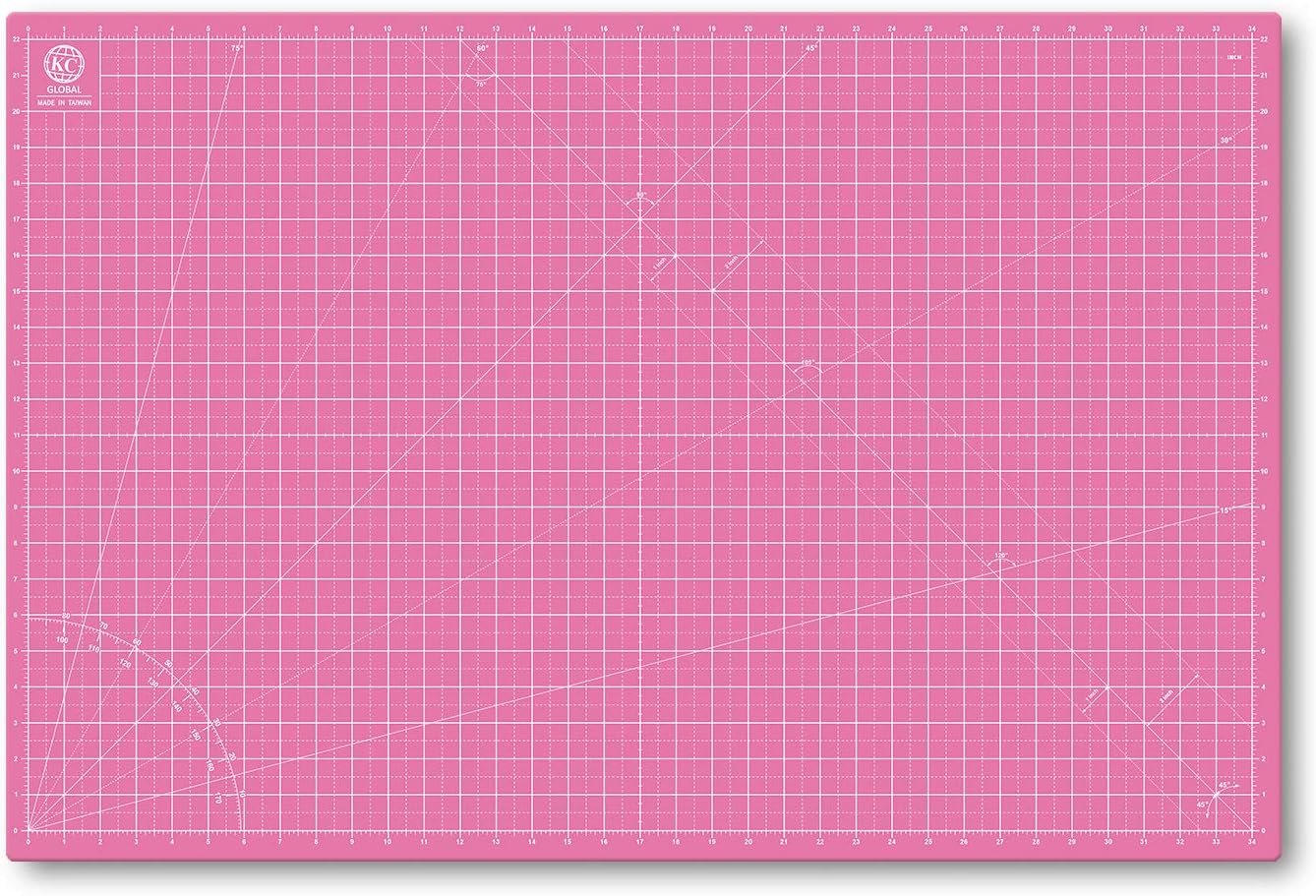 KC GLOBAL A1 (36″x24″) Self-Healing Cutting Mat (Pink) – Sturdy, Reversible, Eco-Friendly, Non-Slip. Premium Desk Mat for Crafters, Quilters, and Hobbyist