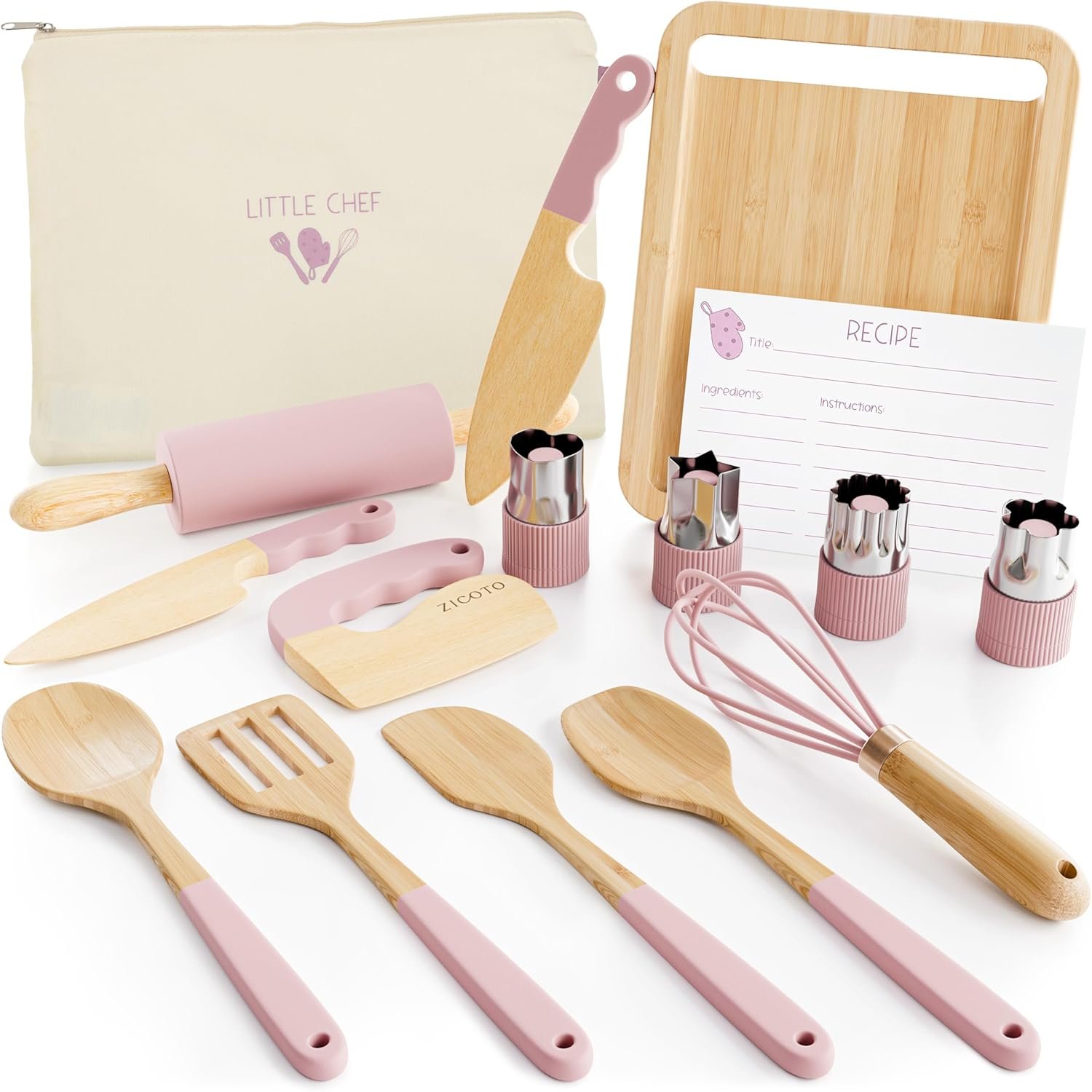 Wooden Cooking & Baking Set for Kids – Safe & Real Kitchen Tools Give Toddlers a Fun Cooking Experience – Durable Utensils are Perfect for Gifting to Create Lasting Family Memories