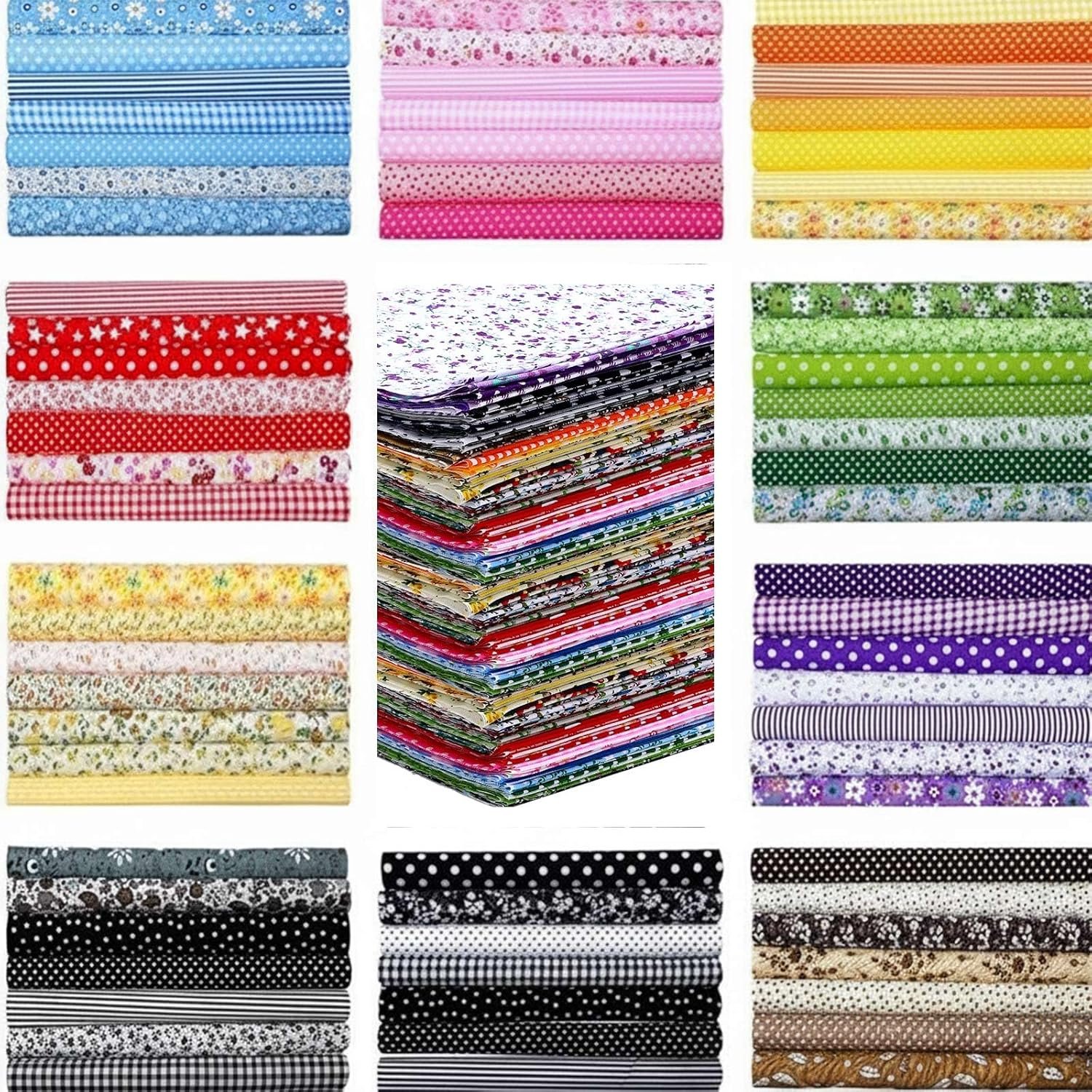 Tudomro 100 Pcs 10” x 10” Cotton Fabric Squares for Quilting Fat Quarters Bundles Precut Quilt Patchwork Floral Prints Layer Fabrics for Sewing Material DIY Craft Scrapbooking Handmade Cloth