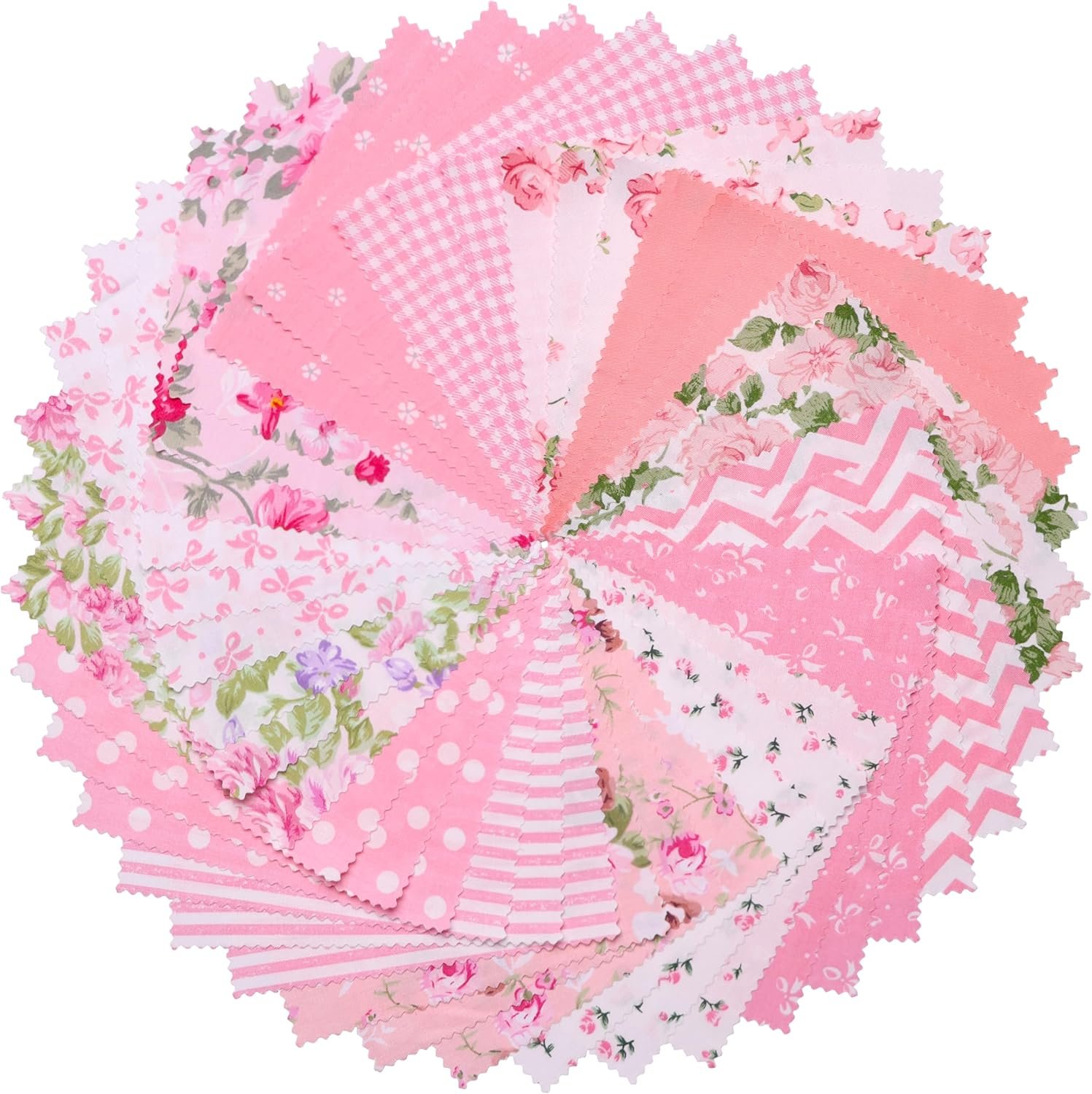 42Pcs 10″ Layer Cakes, Pre-Cut 10×10 Fabric Quilt Squares Bundles for Sewing Patchwork, Quilting Supplies, Layer Cake Fabric for Quilting 10 inch – Pink