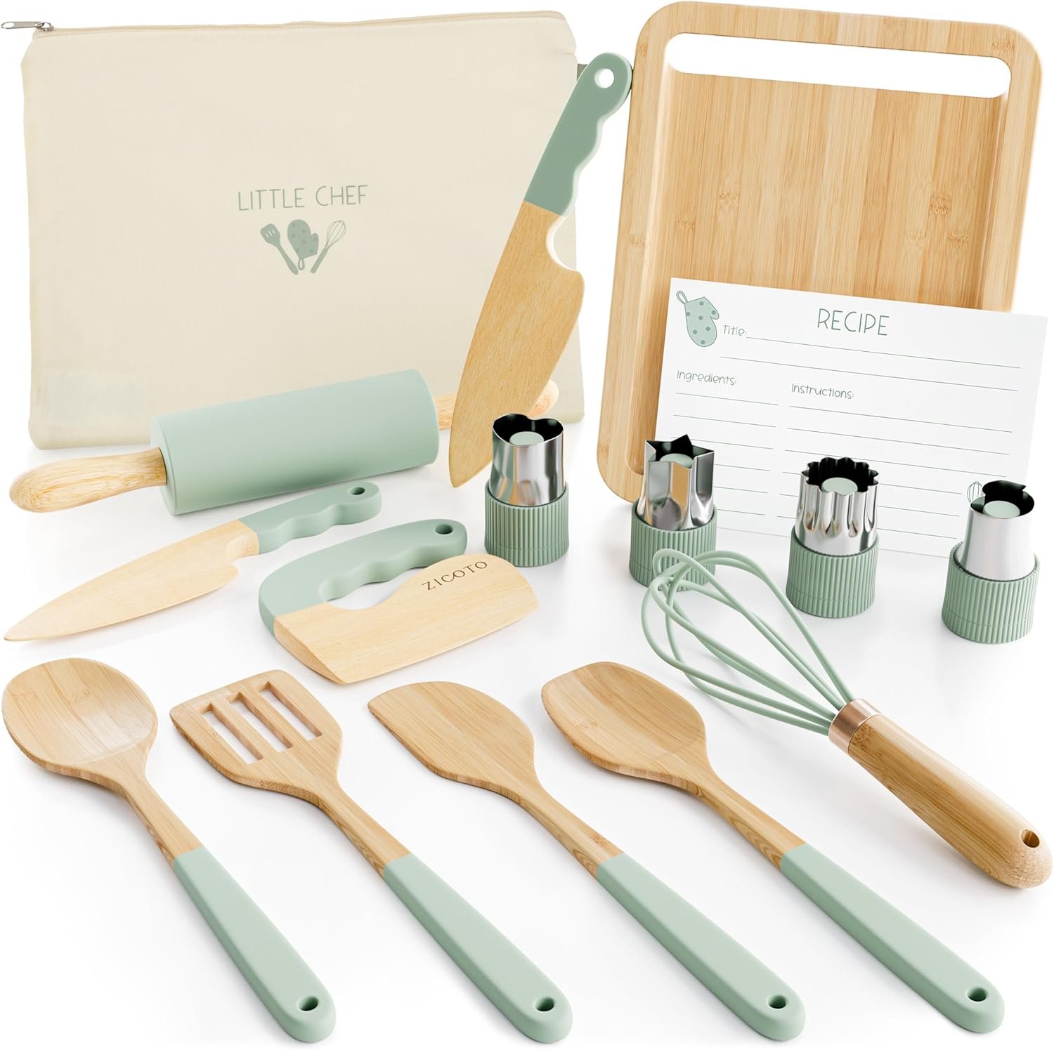 Wooden Cooking & Baking Set for Kids – Safe & Real Kitchen Tools Give Toddlers a Fun Cooking Experience – Durable Utensils are Perfect for Gifting to Create Lasting Family Memories