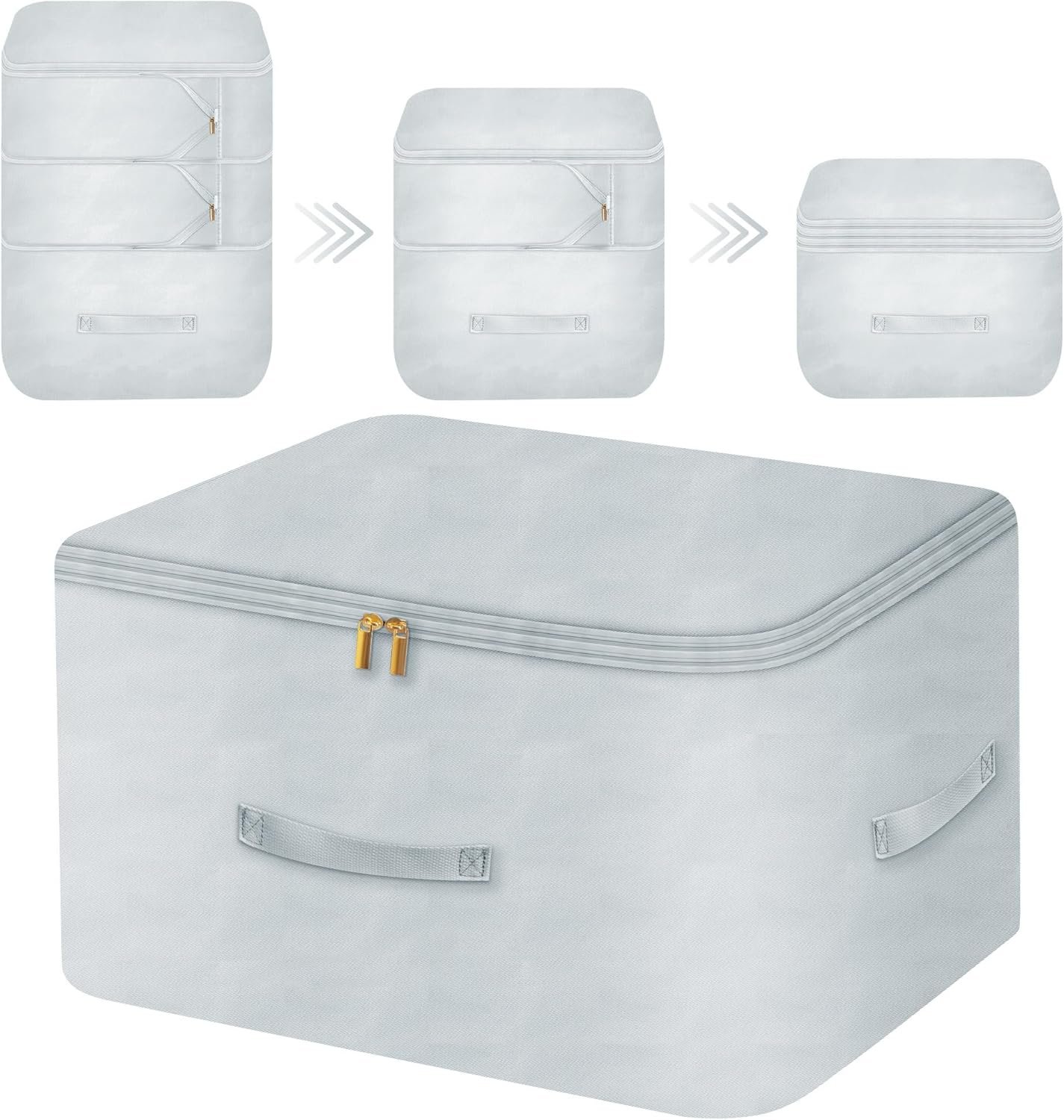 Ultra Space Saving Self Compression Organizer, Comforter Storage Bag for Clothes, Blankets, Pillows, Duvet, Comforters, Bedding Sets and Much More (Gray,X-L – 54 * 42 * 60cm)