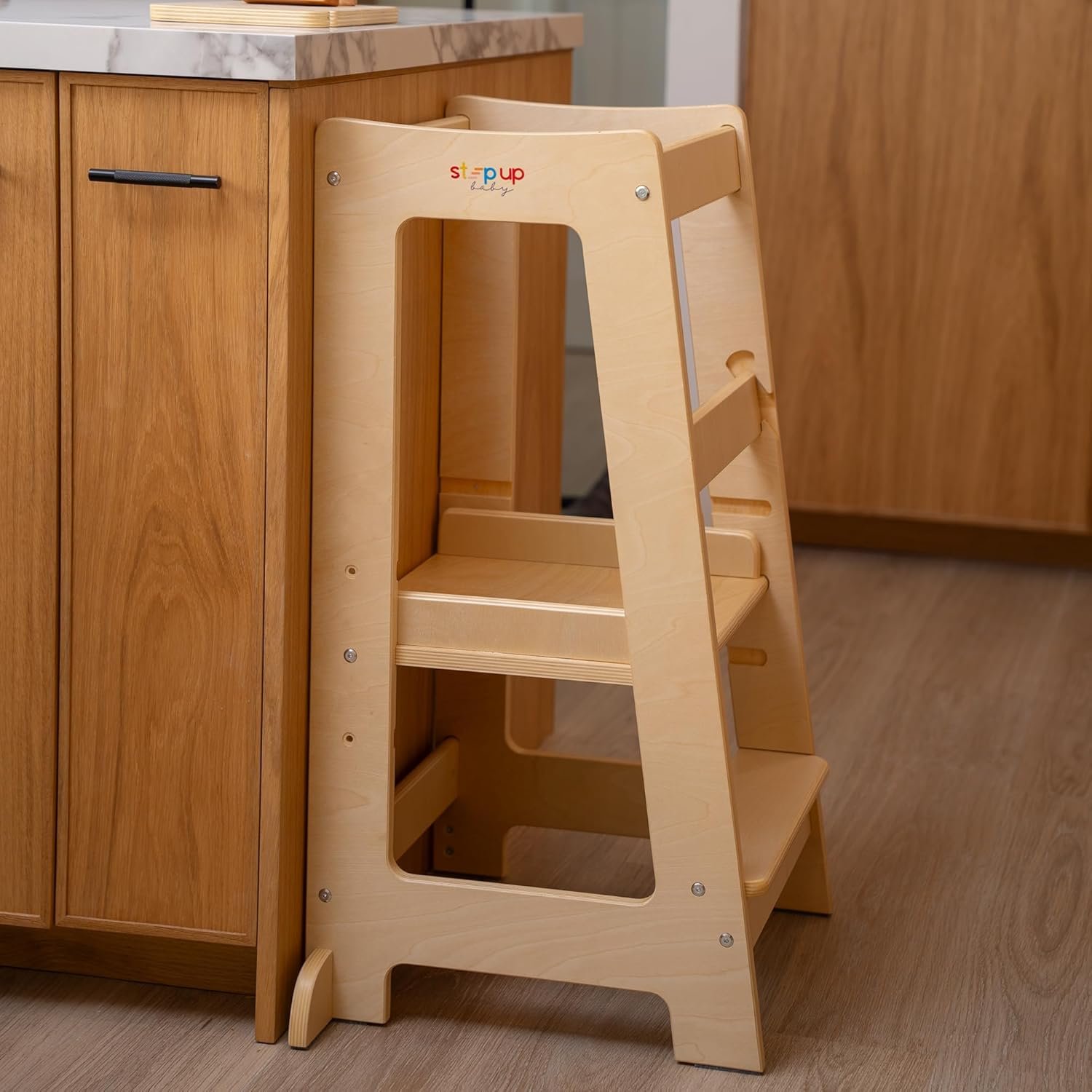 Stepup Baby Toddler Step Stool – Adjustable Height Kids Helper Step Stool, Durable, Non-Slip Platform for Bathroom Sink & Kitchen Counter, Toddler Tower for Exploration and Growth – Natural