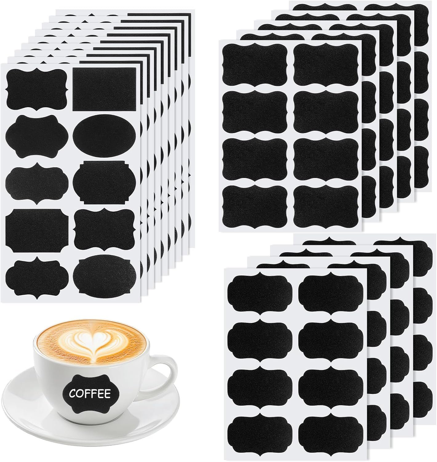 18 Sheets Chalkboard Labels for Jars, Multi-Size Blackboard Stickers for Jars Containers, Removable Bottle Labels for Kitchen Pantry Organization (164 Pcs)
