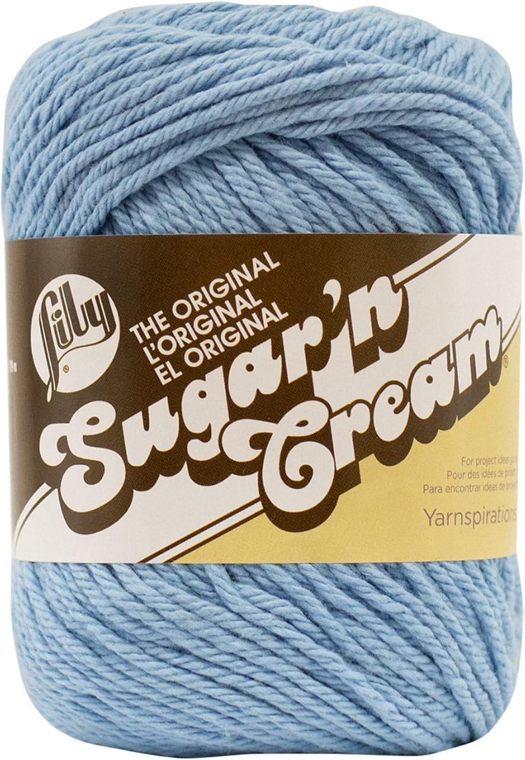Lily Sugar ‘N Cream The Original Solid Yarn, 2.5oz, Medium 4 Gauge, 100% Cotton – Light Blue – Machine Wash & Dry