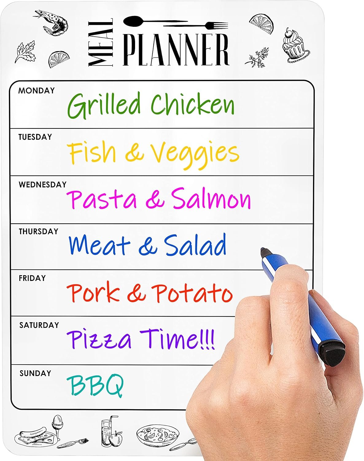 Dry Erase Magnetic Meal Planner for Refrigerator A4 (8.5×12 inch) – Magnet Weekly Menu Board for Fridge – Magnetic Menu White Board – Fridge Meal Planner Magnet – Dinner Meal Planner Dry Erase Board