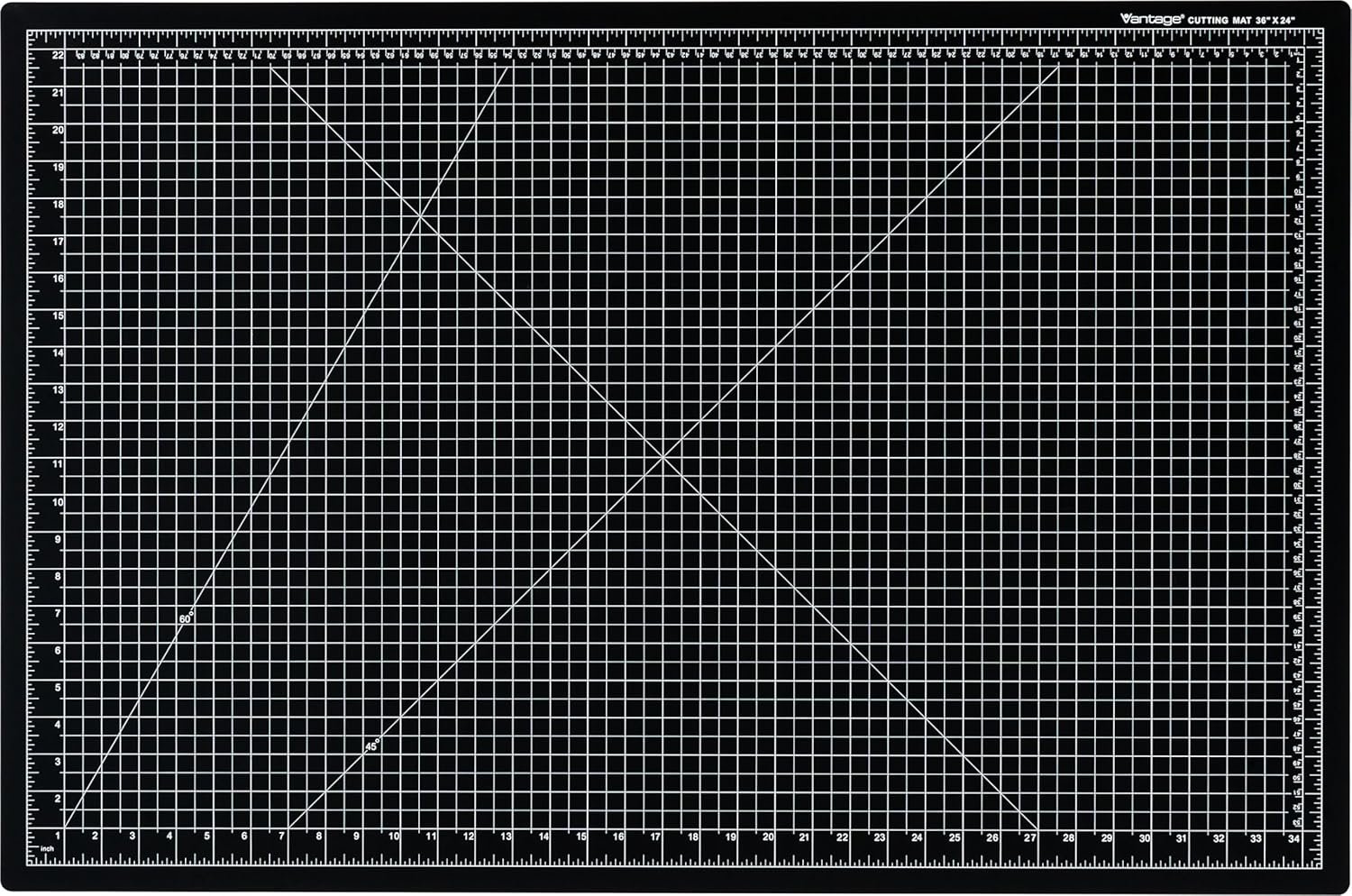 Dahle Vantage 10793 Double-Sided Premium Self-Healing Cutting Mat, 24″x36″, 1/2″ Grid, 5 Layers for Max Healing, Perfect for Crafts & Sewing, Black