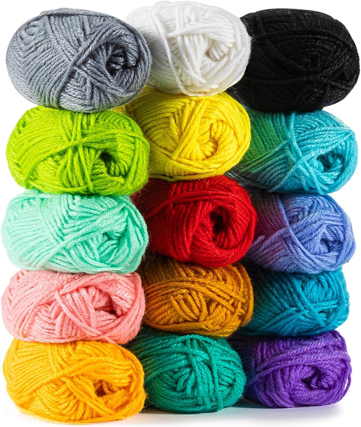 15x20g Acrylic Yarn for Crocheting – Soft Knitting Yarn for Crafts Multicolor Skeins for Crocheting DIY Bulk for Handicraft Knitting Scarves Ideal Gift for Beginners Adults