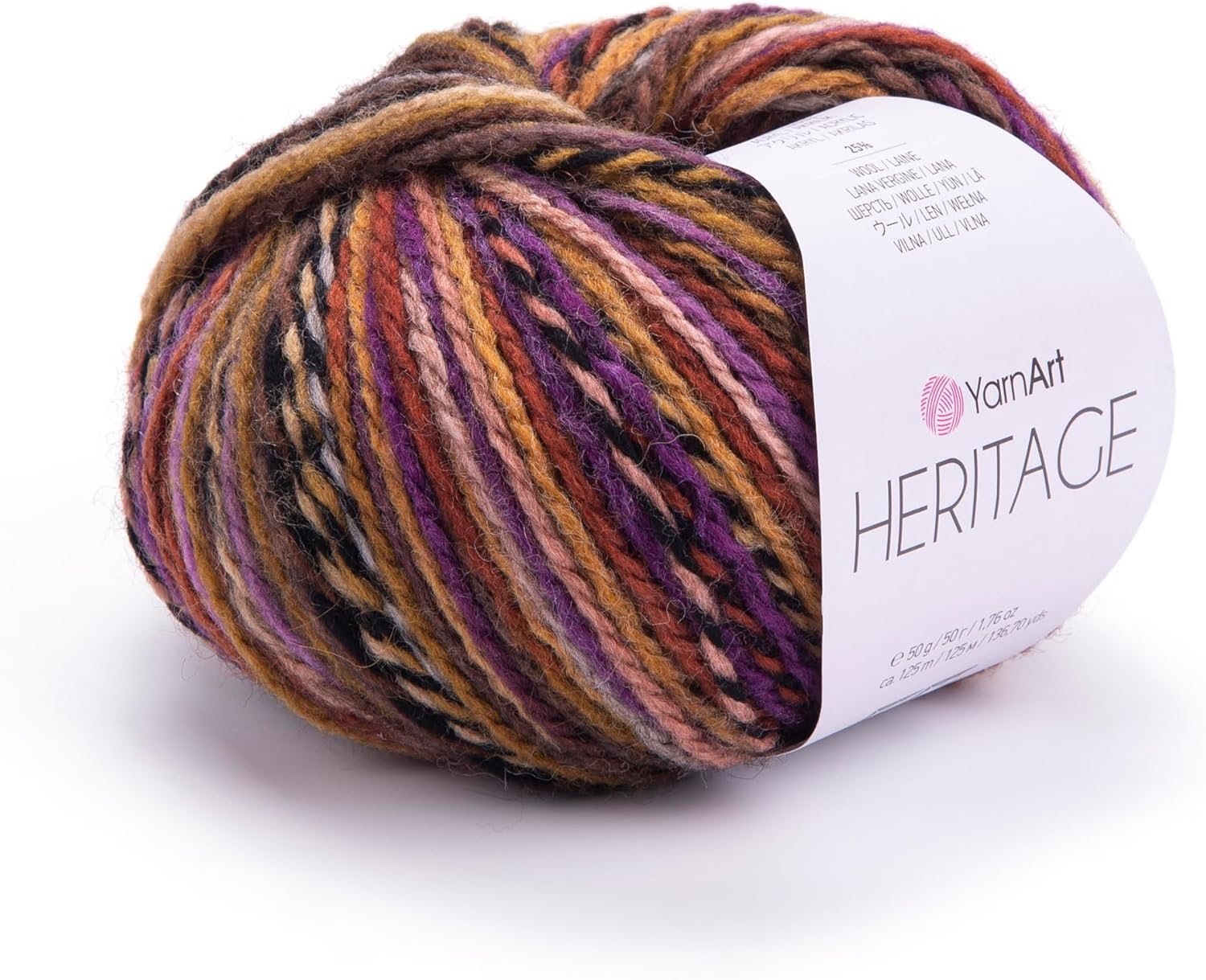 YarnArt Heritage Variegated Wool Yarn – Medium Weight Yarn for Winter Knitting, Soft Hand Knitting Yarn for Sweaters, Cardigans, Scarves, Hats, Winter Knitting Yarn, Scarf and Hat Yarn (335)