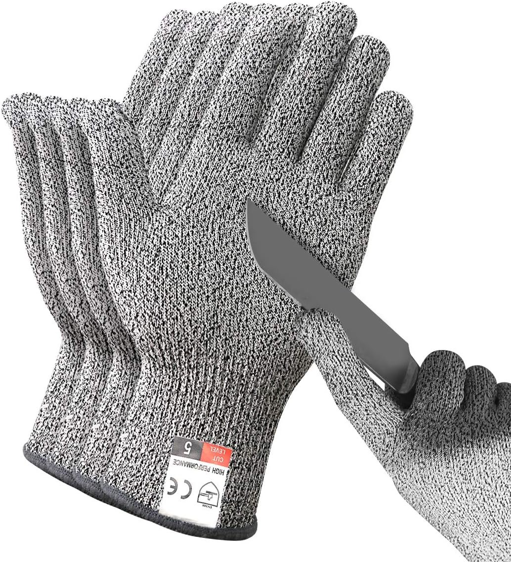 DEYAN Kids Sized Cut Resistant Gloves, 2 Pairs 8-11YRS Children Hands Cut Protection Gloves for Kitchen Use, Crafts, DIY, Garden and Yard works (Grey, X-Small)