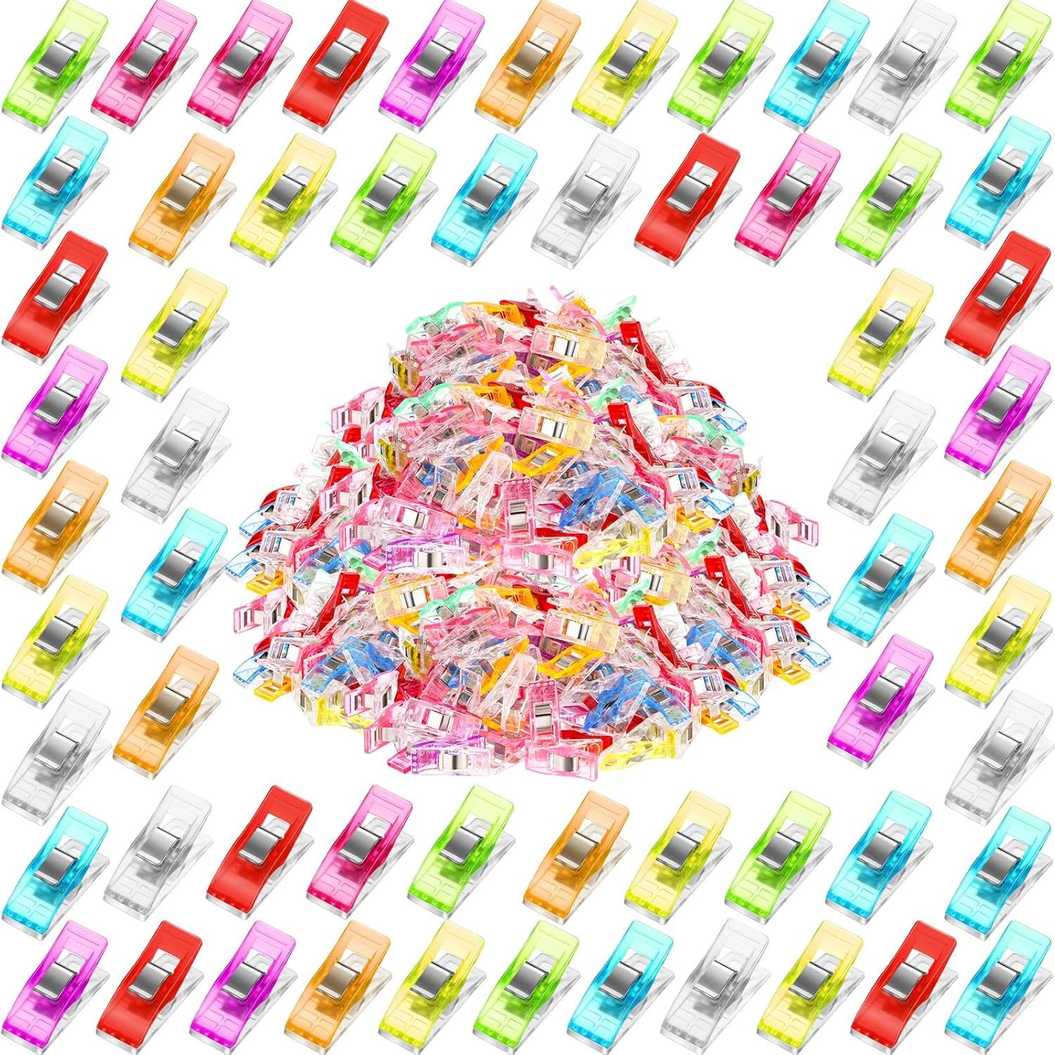 Beeveer 800 Sewing Clips Quilting Supplies Multipurpose Plastic Fabric Clips Assorted Colors for Sewing Quilting Binding Crafts