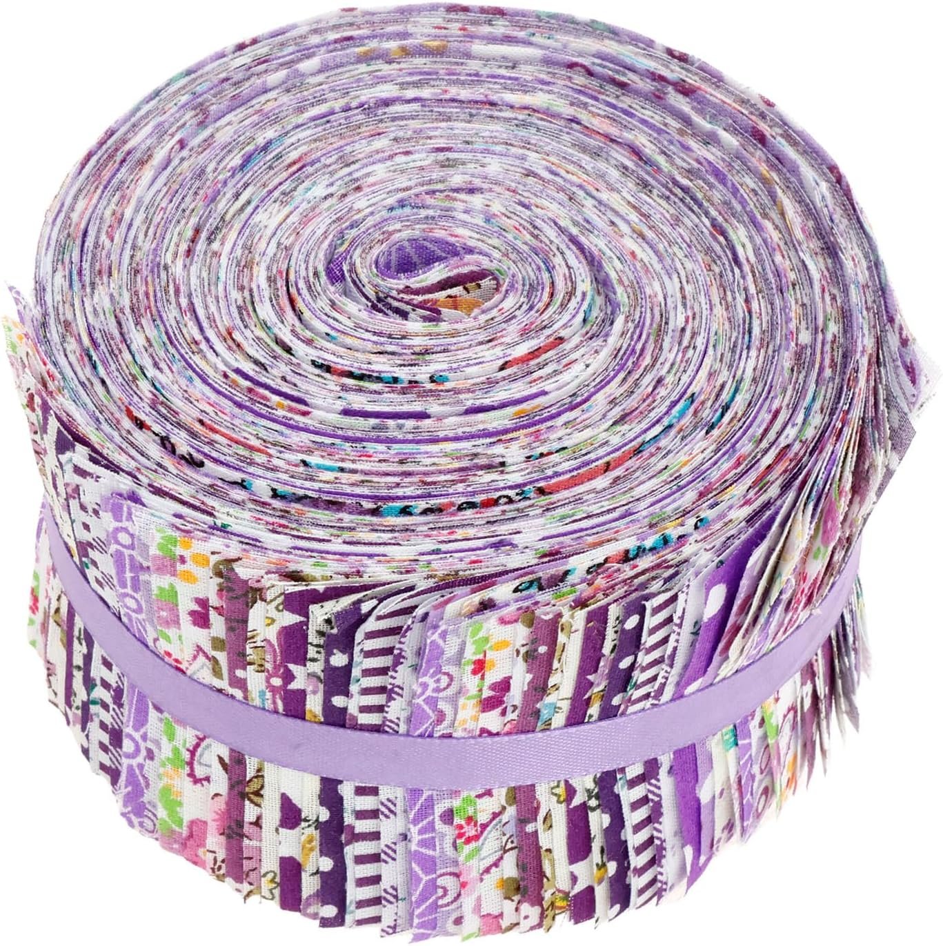80 Pcs Jelly Roll Fabric Strips for Quilting, Crafting, and Sewing, Printed Cotton Fabric Bundles, Soft Assorted Fabric Strips, Fine Cloth Quilts Strip for Blanket Rug Home Purse Making (Purple)