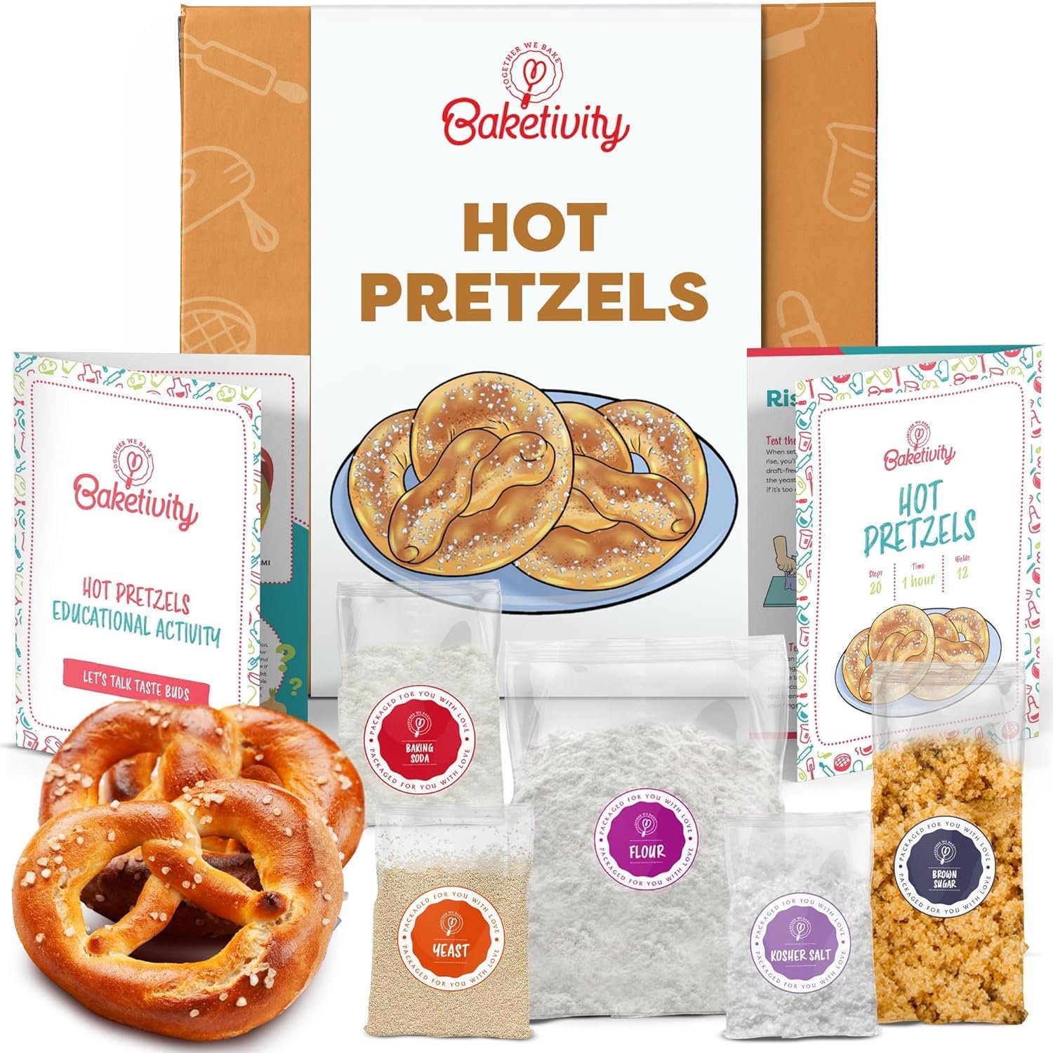 Pretzel Making Kit – Real Cooking Set for Kids Ages 5-12+ with Recipe and Ingredients – Kids Baking Set for Girls & Boys – Great Gift for Family Bonding