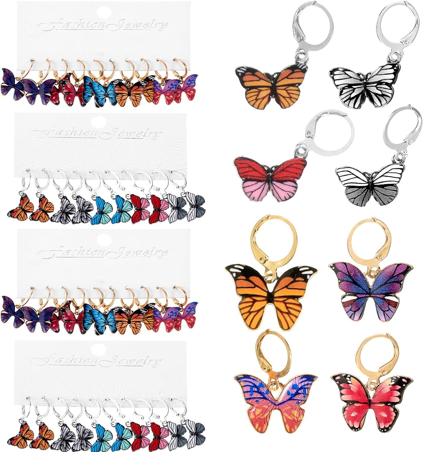 ElevateTech 40PCS Butterfly Stitch Markers Butterfly Enamel Cute Charms Removable Leverback Clasp Charm