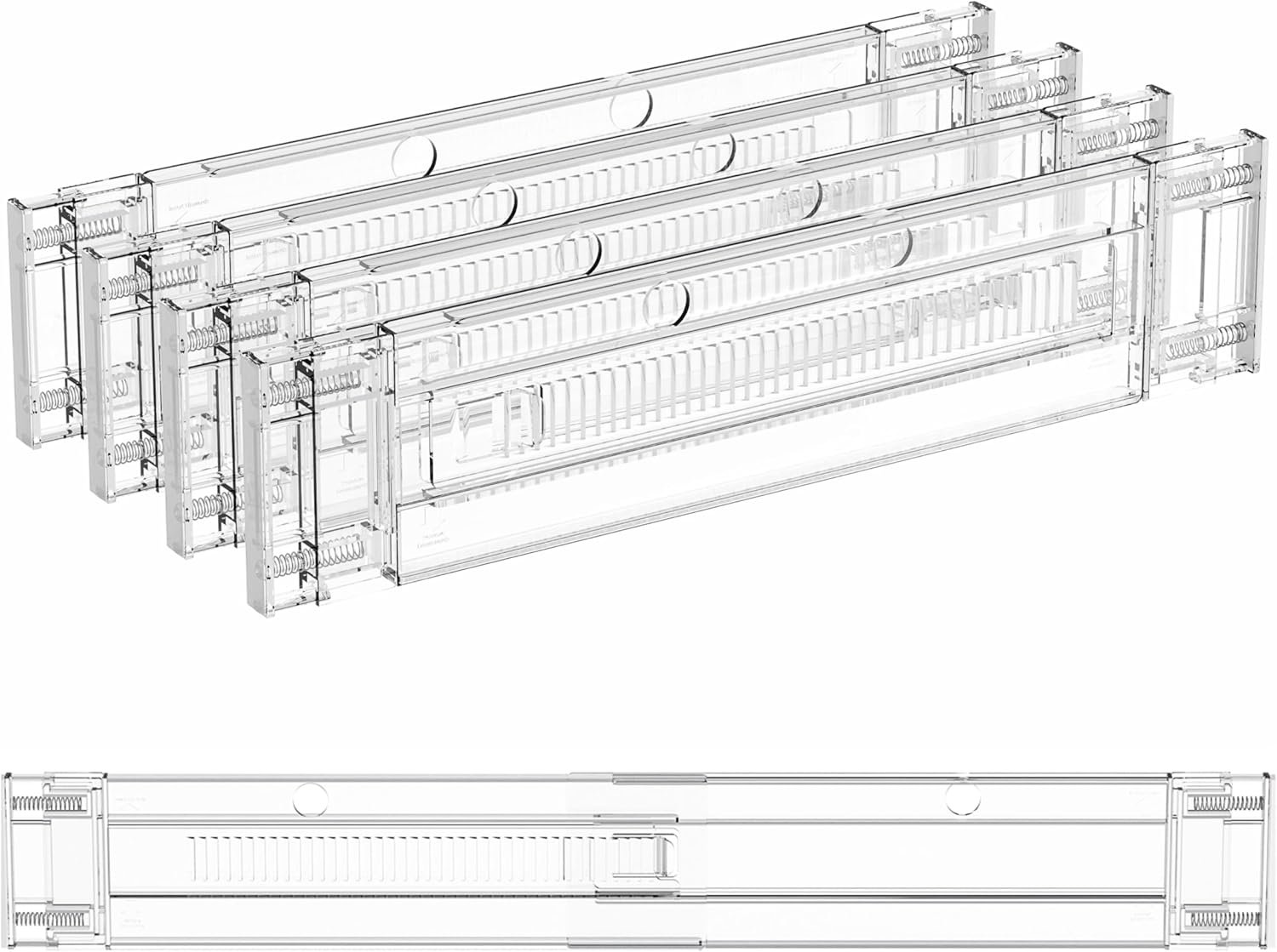 Yieach 4 Pack 3.2 Inch Shallow Acrylic Drawer Dividers for Clothes,Expandable Deep Dresser Dividers From 15 to 21”,Adjustable Drawer Separators for Dresser,Nursery and Baby Clothing,Sock,Underwear