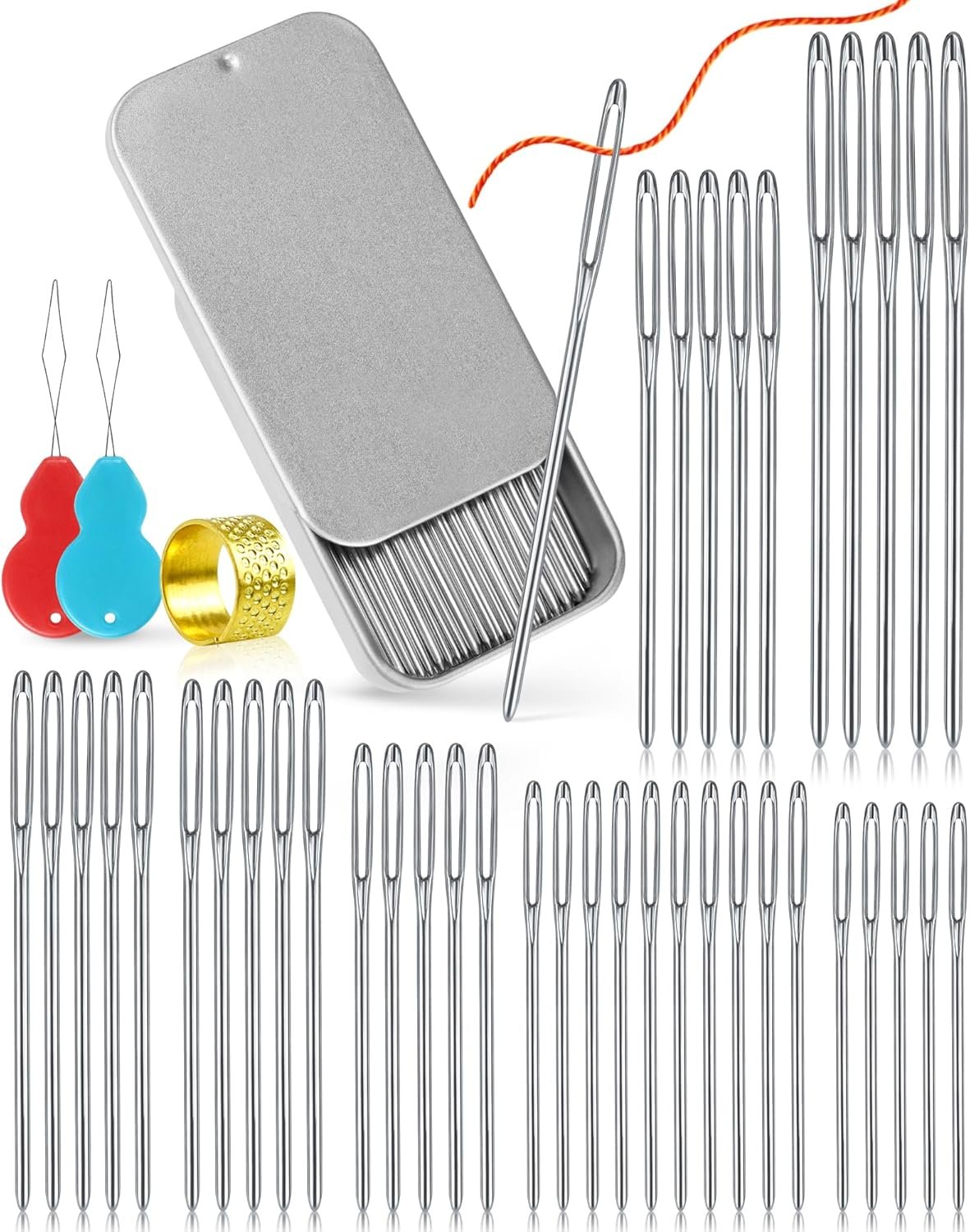 FIVEIZERO 80/40 PCS Large-Eye Blunt Needles,8 Sizes Stainless Steel Yarn Knitting Needles,Sewing Needles,Crafting Knitting Weaving Stringing Needleswith Threaders for Finishing Off Crochet Projects CJ