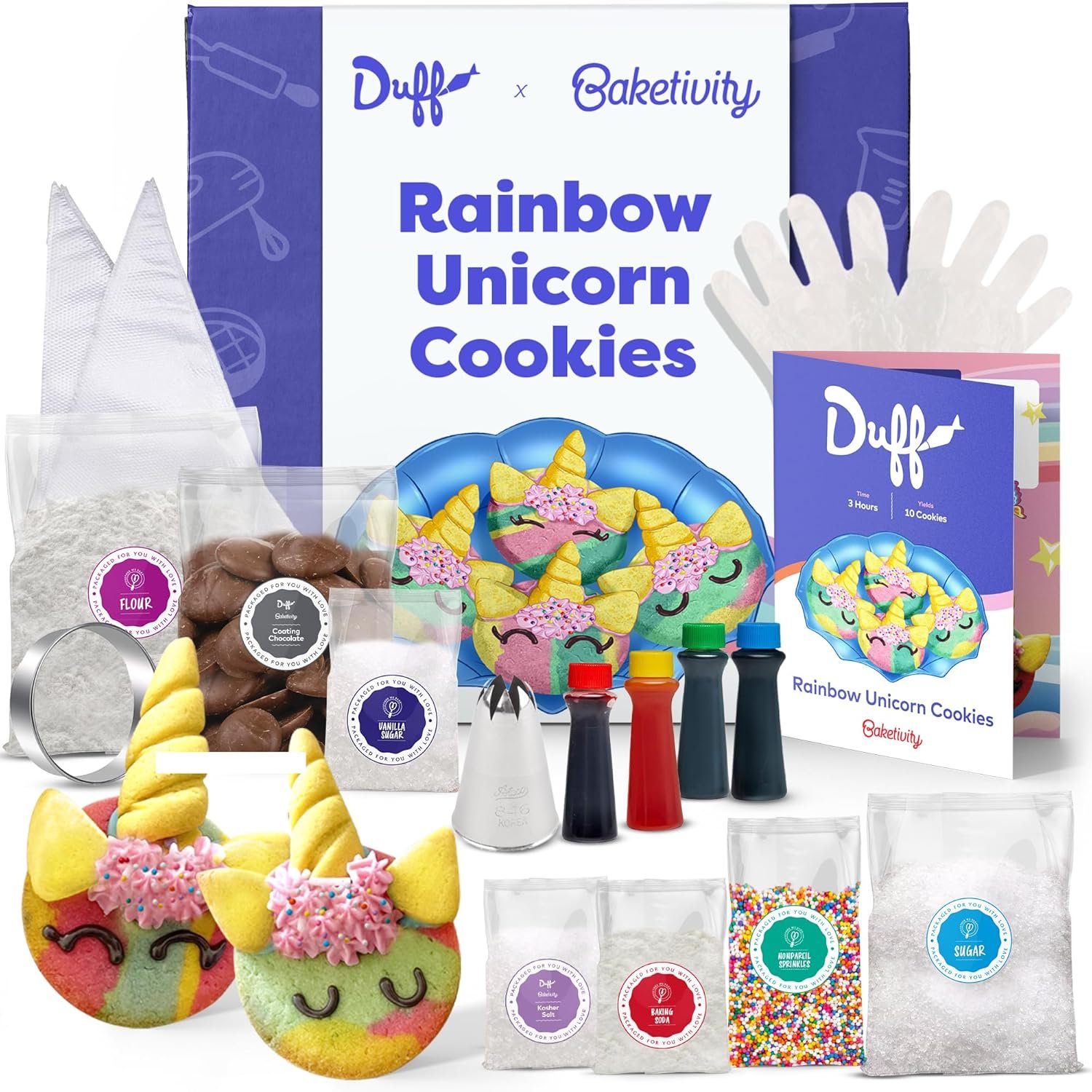 Baketivity x Duff Goldman Unicorn Cookies – Kids Baking Kit – Cooking Kits with Premeasured Ingredients, Decorating Supplies, STEM Activities – Kids Baking Sets for Girls, Boys Ages 6-12
