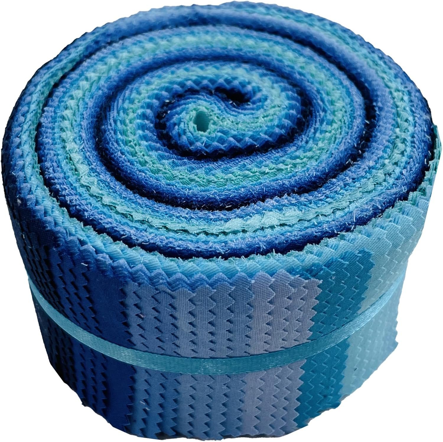 40 Strip Jelly Roll Fabric Strips for Sewing, 100% Cotton for Quilting Crafting, Precut Bundles-2.5″ x 44″ Blue Solid Color Fabric