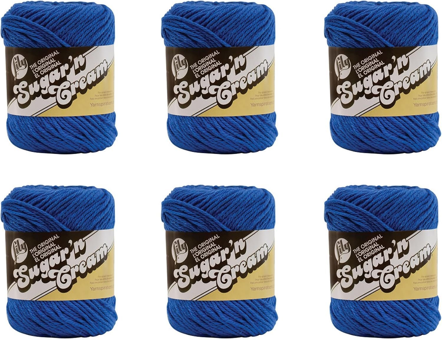 Lily Sugar’N Cream Dazzle Blue Yarn – 6 Pack of 71g/2.5oz – Cotton – 4 Medium (Worsted) – 120 Yards – Knitting/Crochet