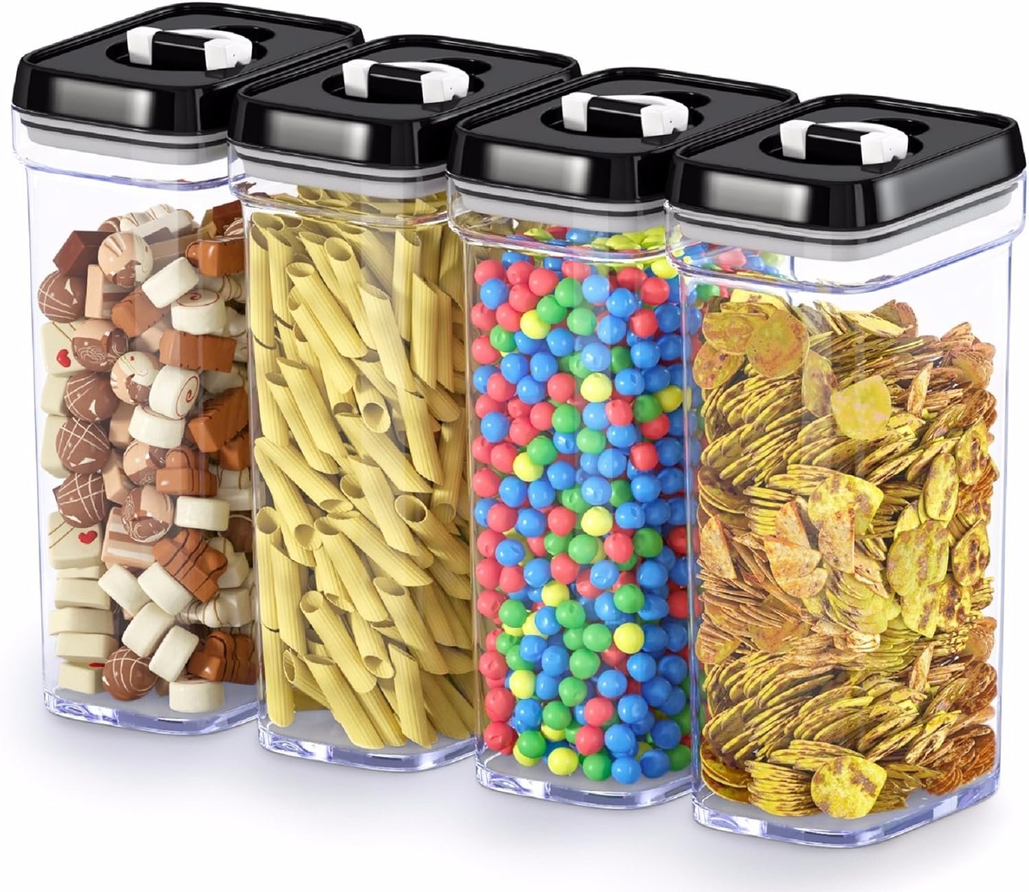 DWËLLZA KITCHEN Airtight Food Storage Containers with Lids – 4 Piece Set Air Tight Kitchen Storage Containers Clear Pantry Organization and Storage Set BPA-Free – Keeps your Food Fresh & Dry