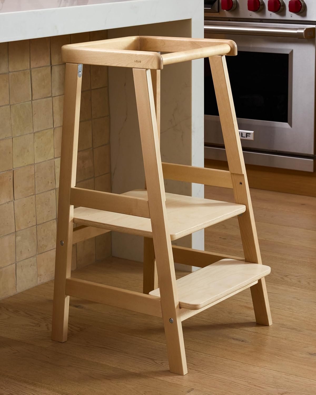 Lalo The Tower – Adjustable Height Toddler Kitchen Stool, Made from Sustainable Birch, Non-Toxic Finish, Supports Up to 200 lbs, Safe and Stylish Standing Tower for Toddlers, Easy to Clean