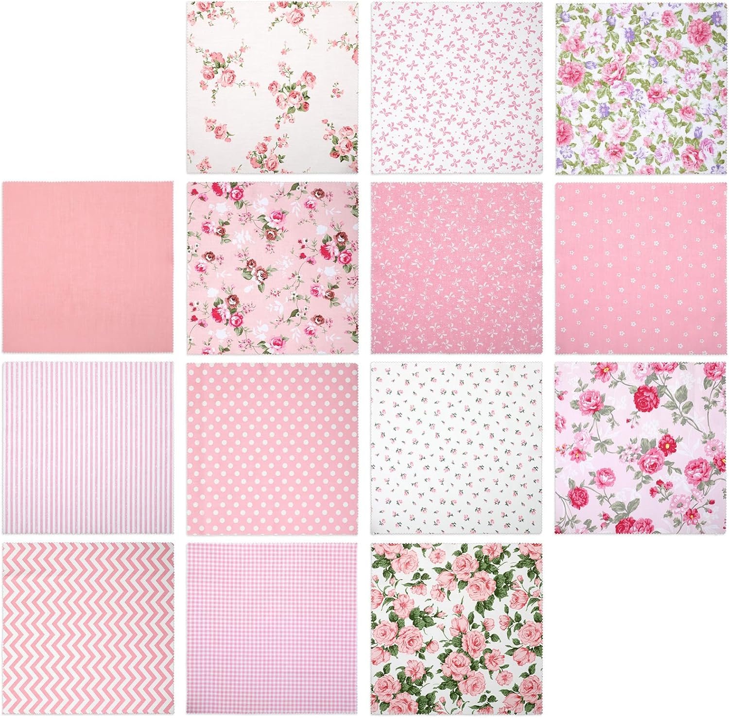 42Pcs Layer Cakes 10×10 Inch Squares for Quilting, Cotton Fabric Squares Pre-Cut 10×10 Inch Layer Cake Fabric Quilting Supplies for Sewing Patchwork(Pink)