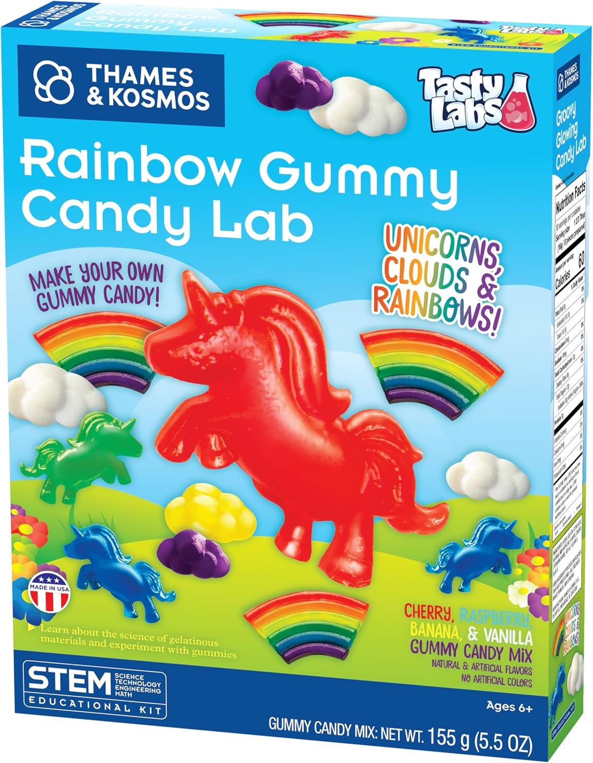 Thames & Kosmos Rainbow Gummy Candy Lab – Unicorns, Clouds & Rainbows! Sweet Science STEM Experiment Kit, Make Your Own Gummy Candies in Cool Shapes & Colors