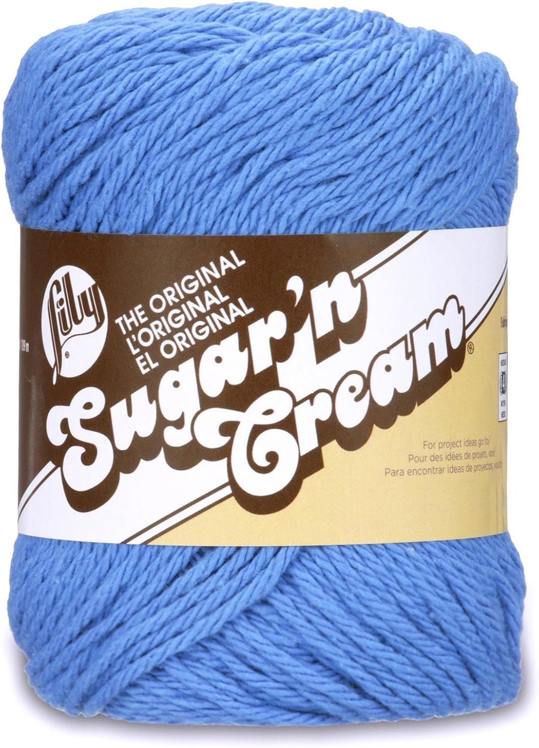 Lily Sugar ‘N Cream The Original Solid Yarn, 2.5oz, Medium 4 Gauge, 100% Cotton – Blue – Machine Wash & Dry
