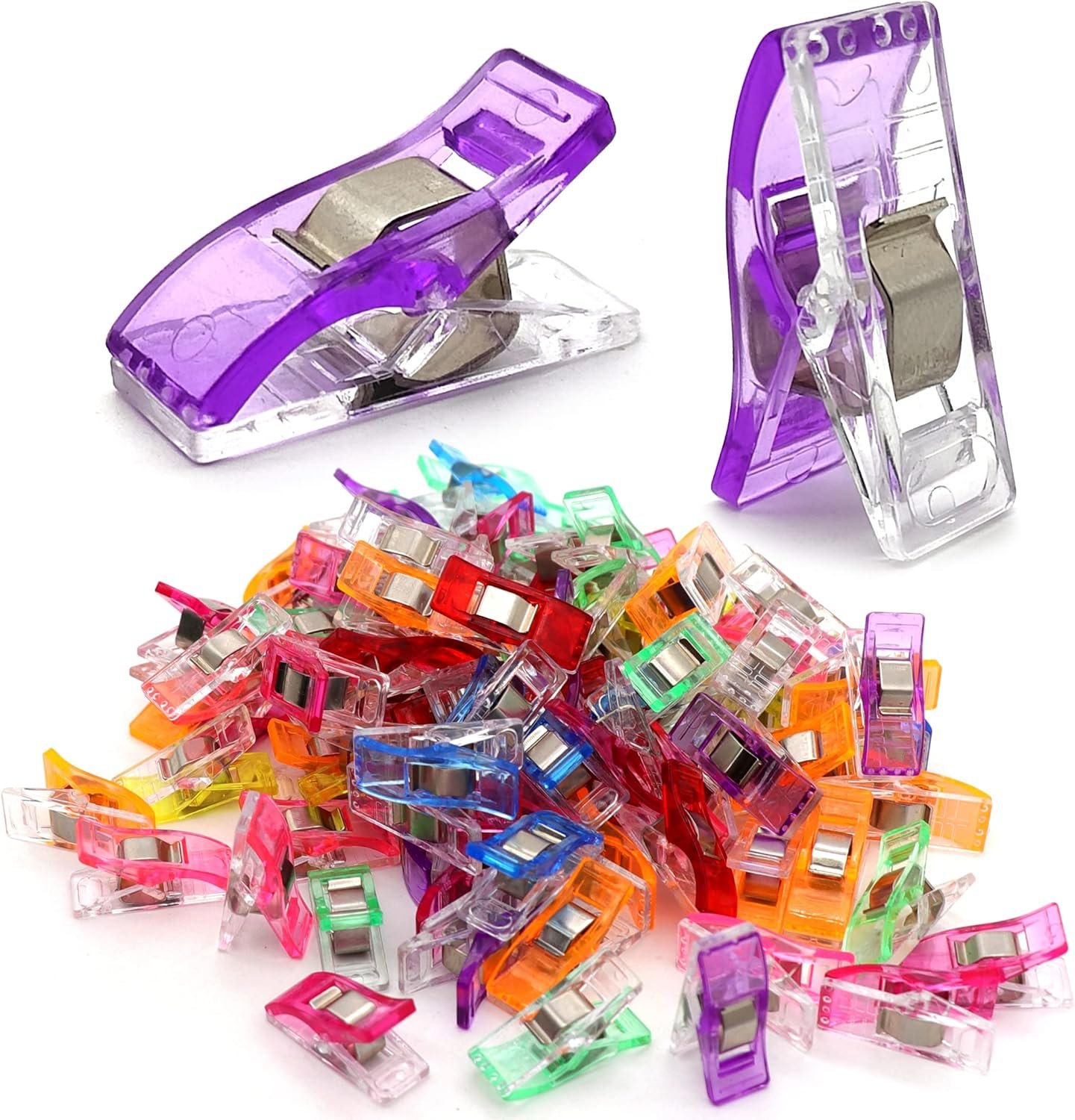100 Pcs Sewing Clips for Fabric Plastic Clips for Sewing Supplies Acrylic Clips for Quilting Supplies Transparent Multifunctional Mix Colors Clips for Sewing Products Storage Bag Clips