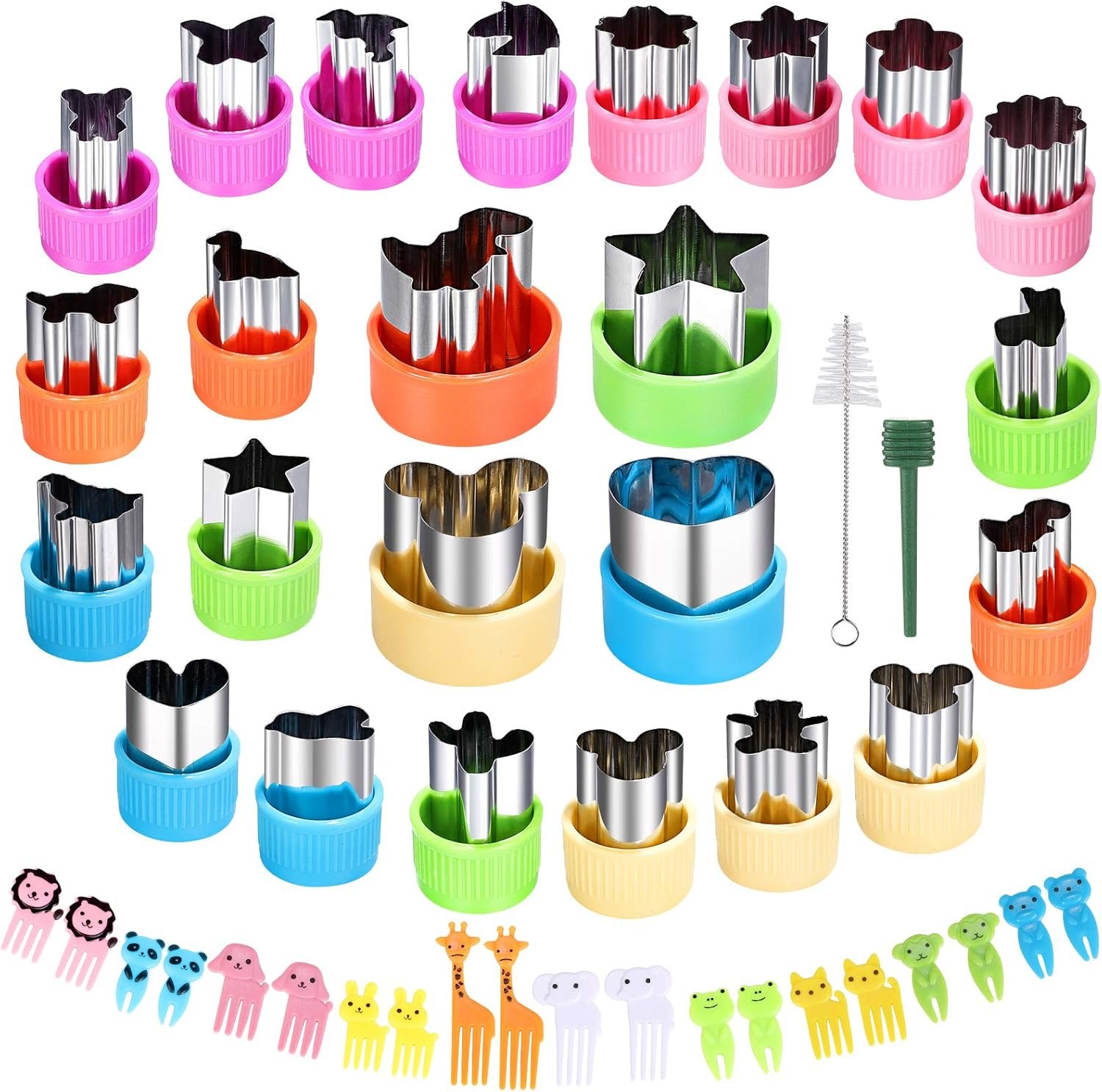 Vegetable Cutter Shapes Set Mini Sizes Cookie Cutters Set Fruit Cookie Pastry Stamps Mold Food Decorative Kids Baking and Food Supplement Tools (24pcs cutters）
