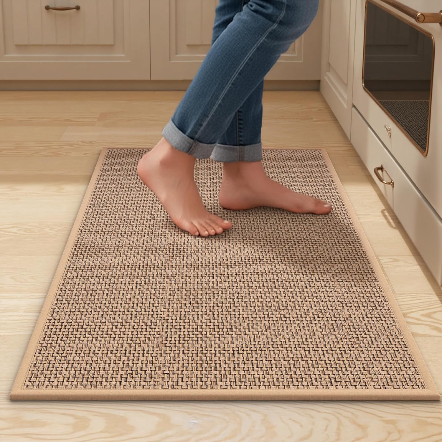 Kitchen Mats for Floor – Kitchen Rugs Non Slip Washable 20″x32″, Beige