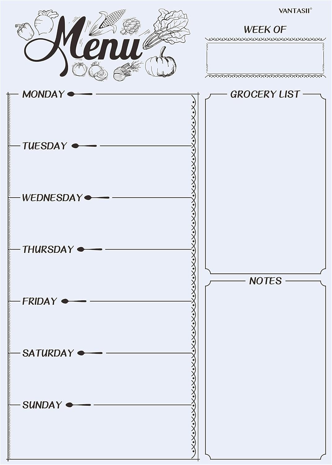 Magnetic Refrigerator Whiteboard,Weekly Menu, Meal Planner, Grocery Shopping List, Dry Erase Board, for Kitchen Fridge with 8 Color Magnetic Markers (16inchx12inch)