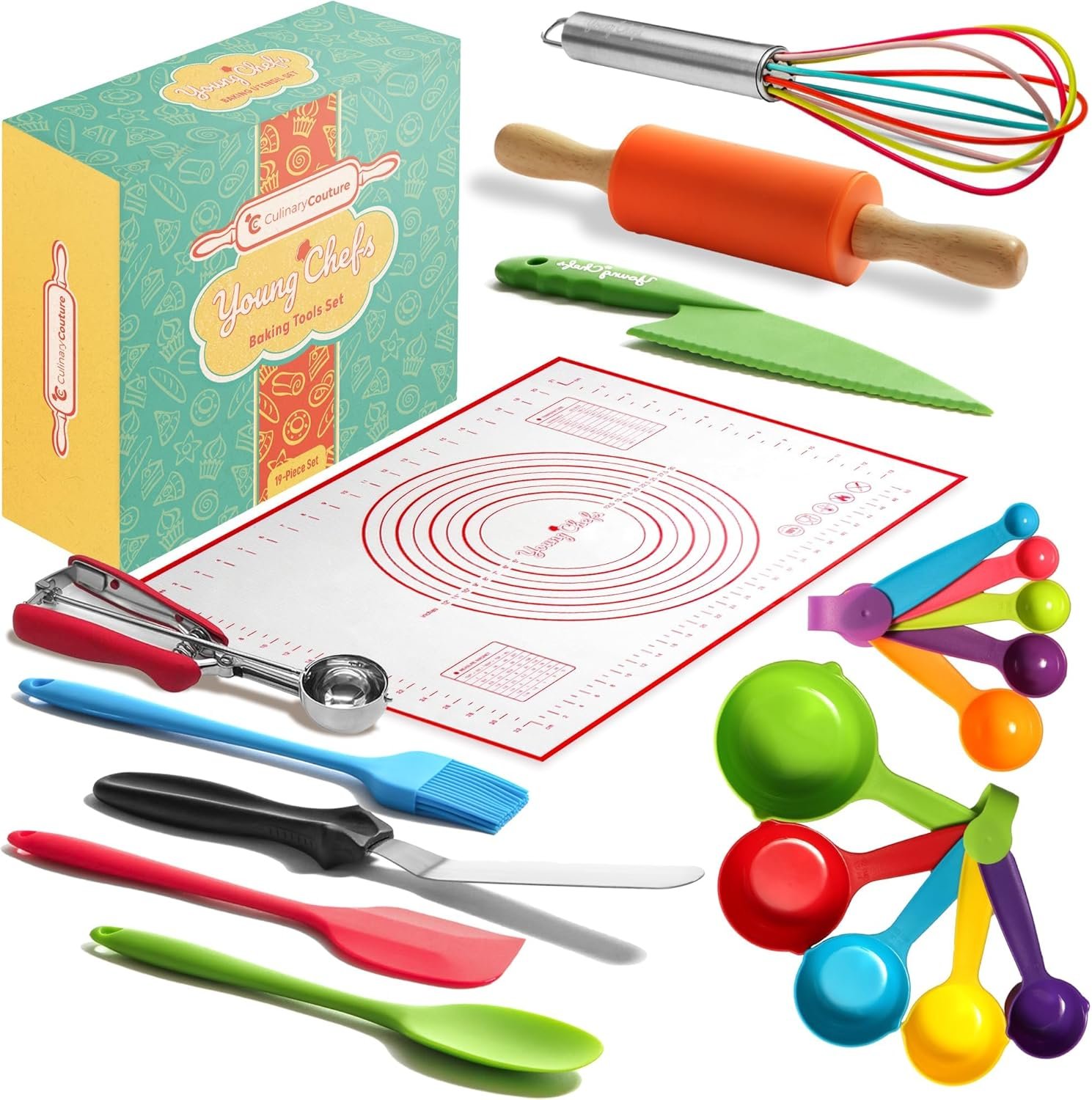 Young Chefs Kids Cooking Sets Real – 19 Pieces Real Baking Set – Easter Gifts for Kids 8-12 Years Cooking and Baking Set for Kids– Giftable Sets for Girls and Boys